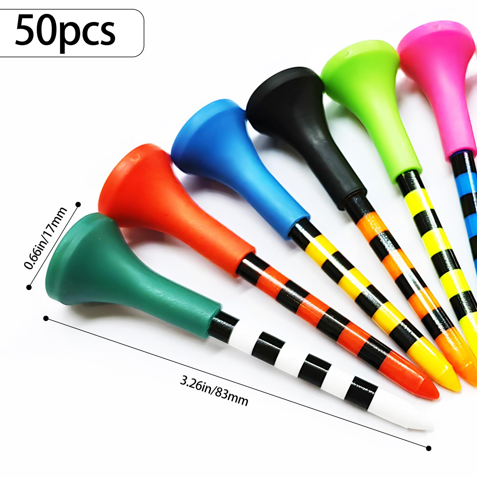 50 Tee Da Golf Misti Con Testina In Gomma, 83 Mm, Colorati E Resistenti, Regalo Per Golfisti