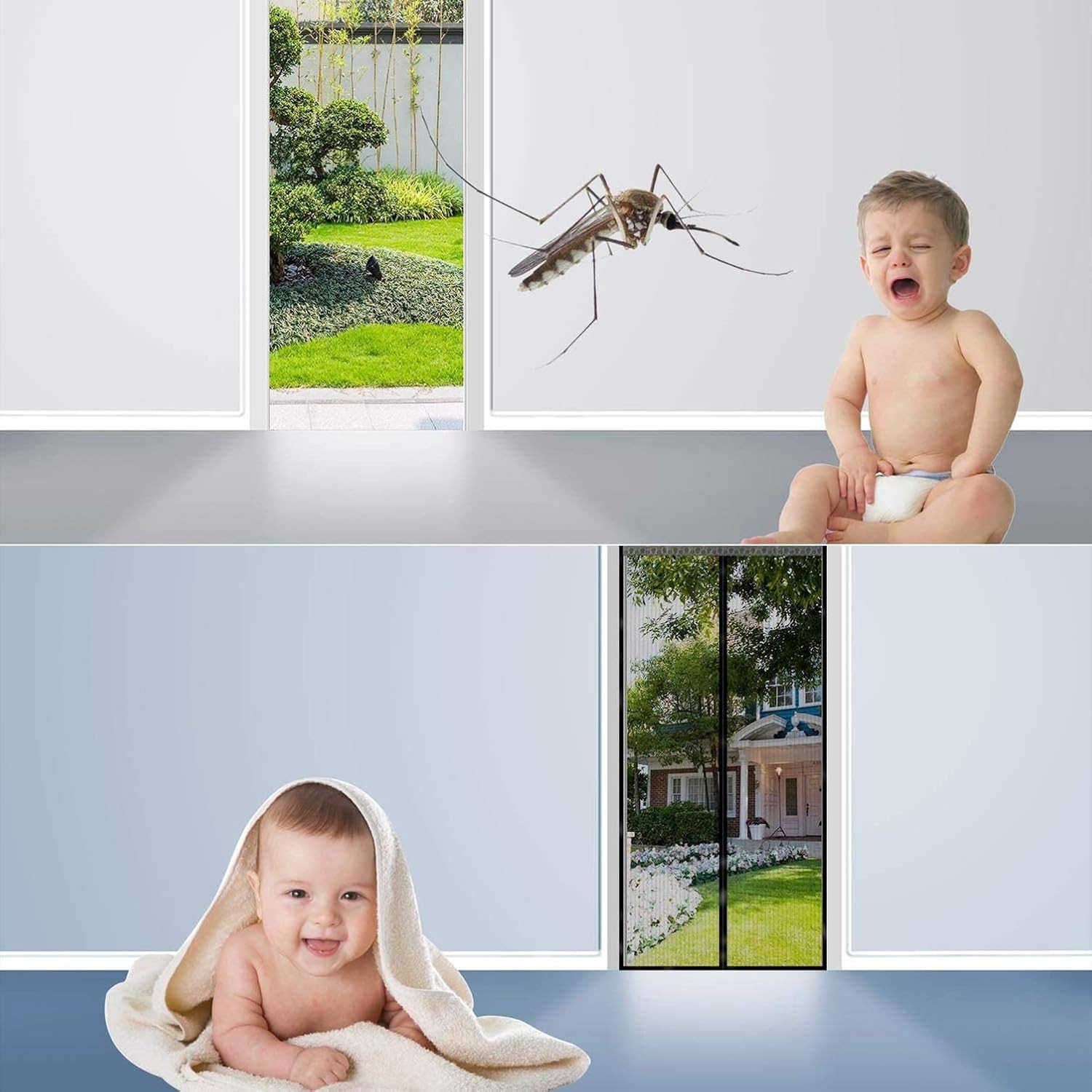 Mosquito Screen Door, 190x260cm Super Quiet Screen Door Nets Auto Closer Magnet, for Door Balcony Door Living Room Patio Door, Brown A