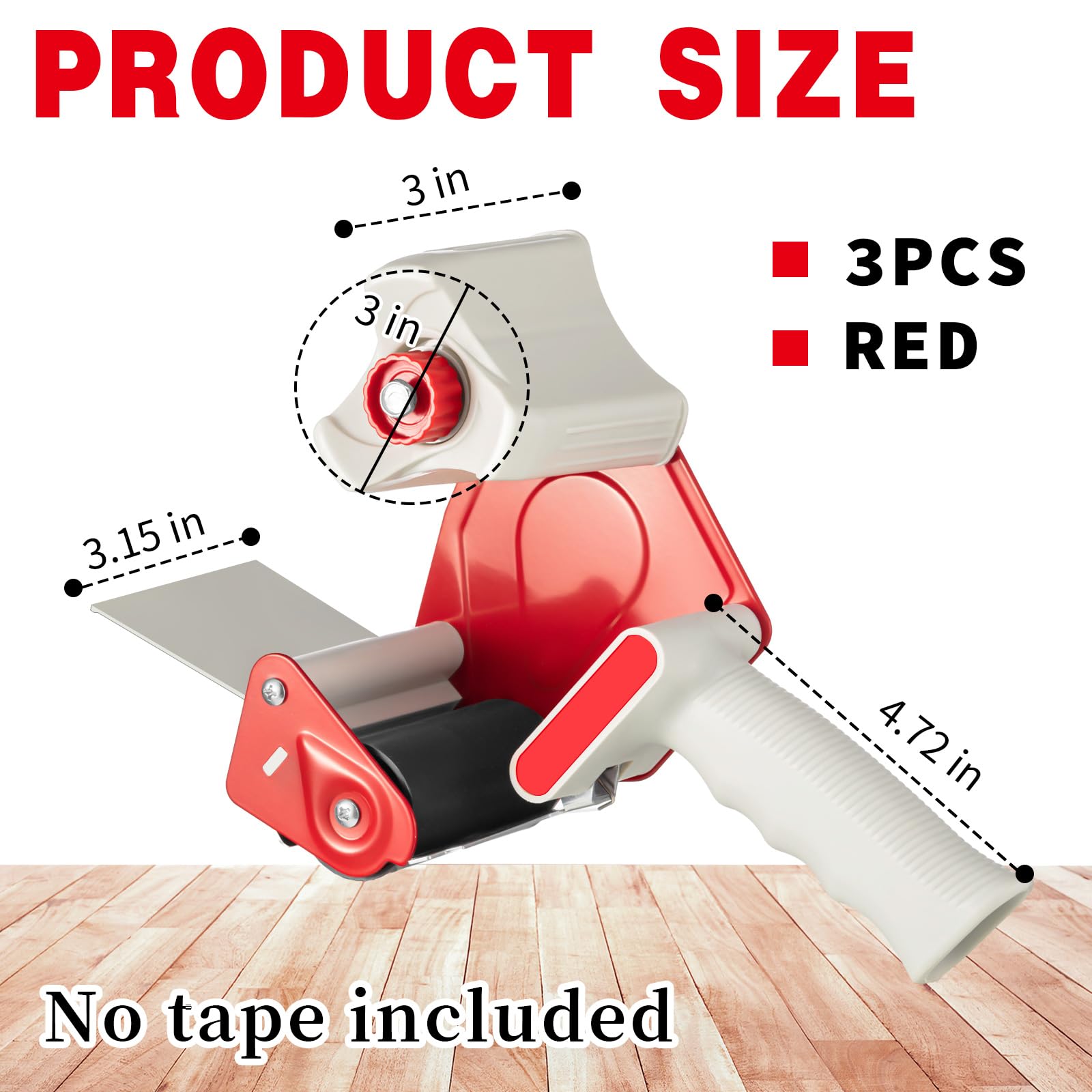 WILLBOND Confezione da 3 pistole per nastro da 7,6 cm di larghezza, leggere e resistenti, per ufficio, casa, spedizioni, traslochi, scatole e imballaggi, colore: rosso