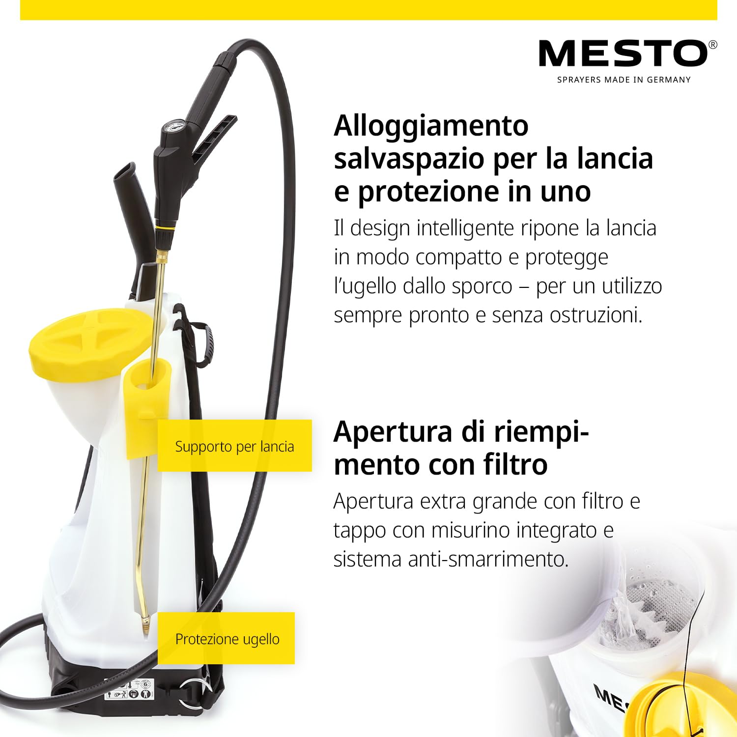MESTO RS125 Pompa irroratrice a spalla 12 L con schermo di spruzzo rotondo | Spruzzatore a pressione 6 bar | Nebulizzatore piante per giardino e diserbo | Attrezzature da giardinaggio