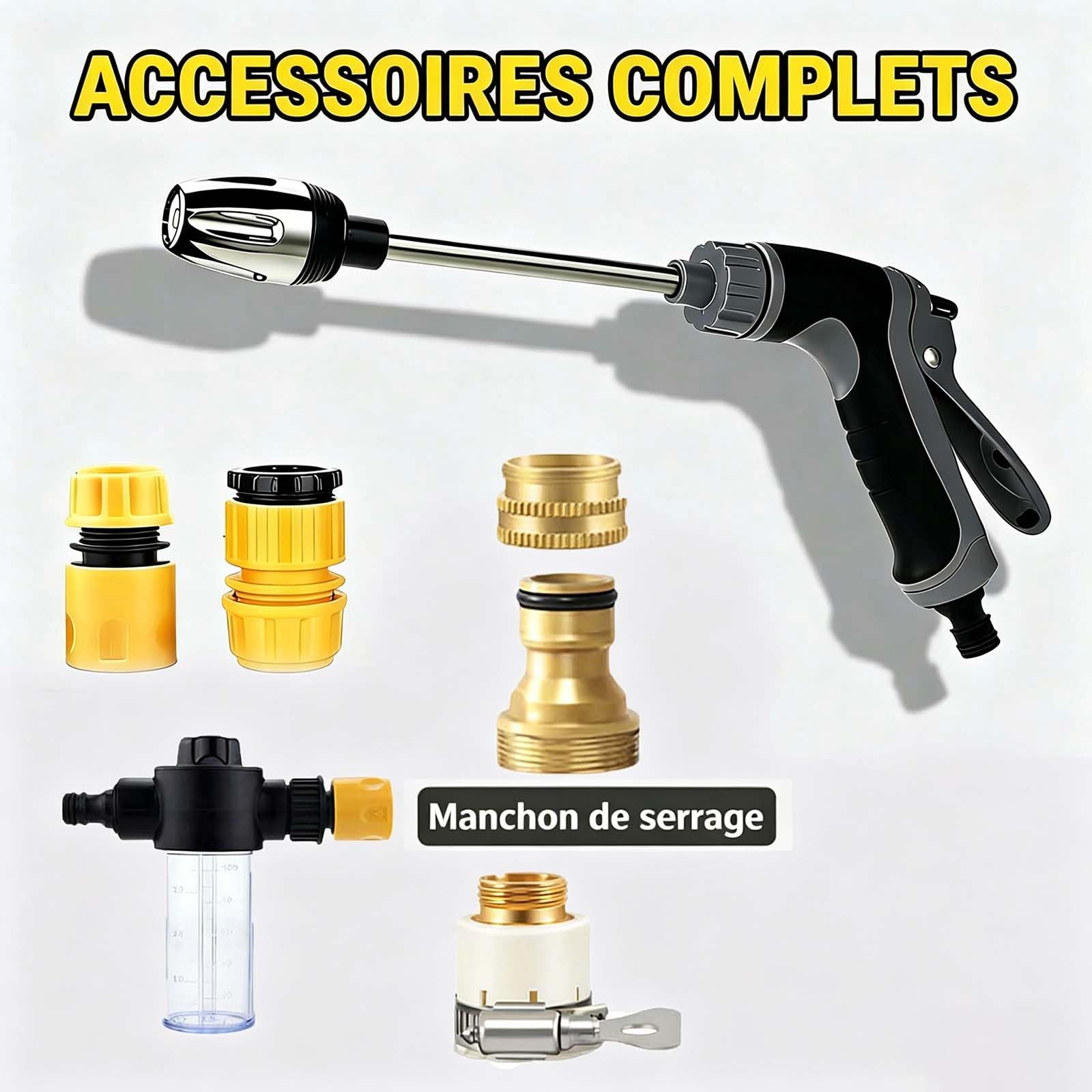 Jetterix Haute Pression Portable – 2026 Nouveau jetterix Pistolet de Nettoyage Puissant 15x avec Buse Multi-Angle pour Voiture, Terrasse et Gouttière (1 pcs)