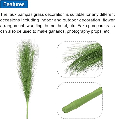 Miniatura 4 de uxcell 6 piezas de hierba de pampa sintética pequeña de 17.7 pulgadas de hierba de pampa, 7 ramas, relleno de jarrón artificial para el hogar,