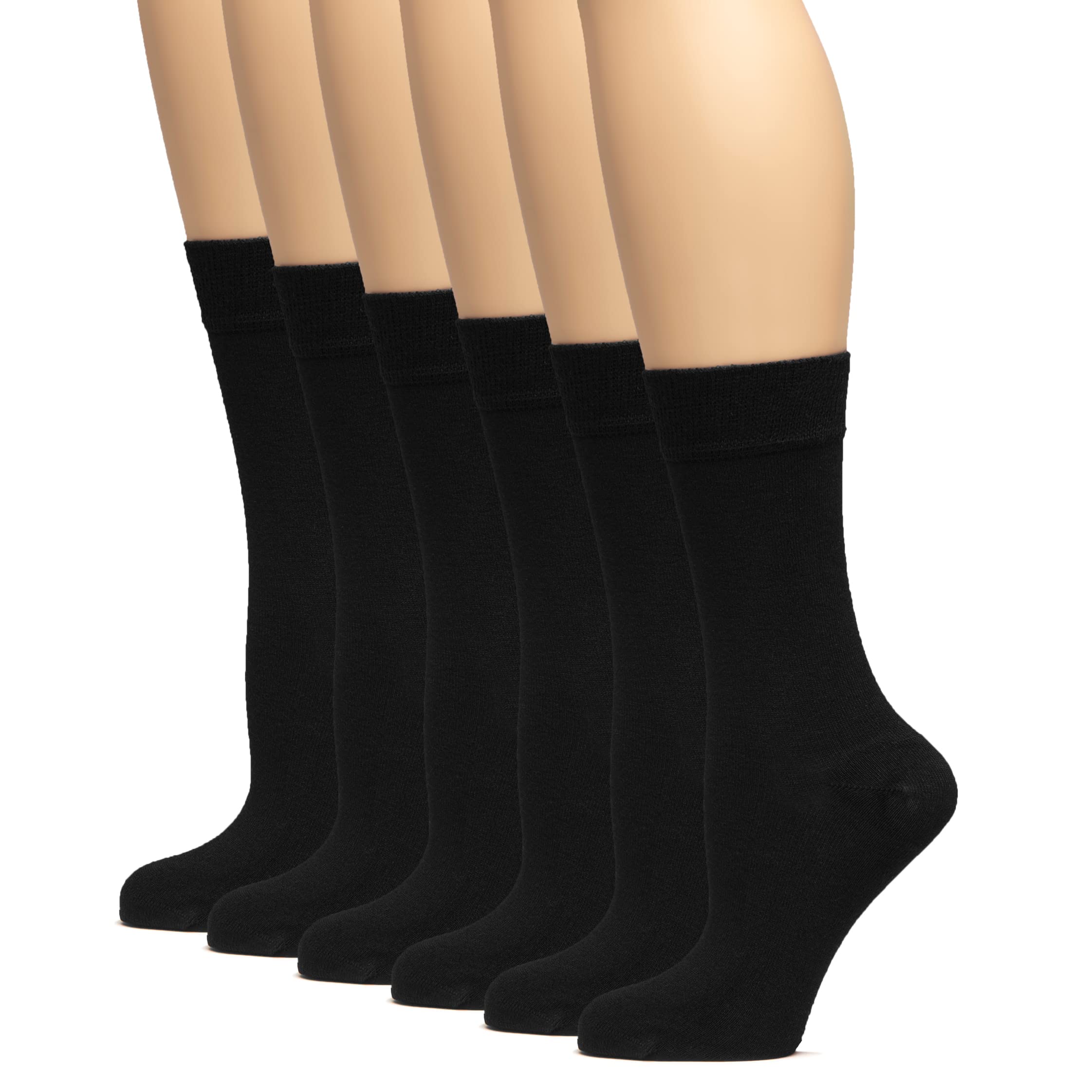 Hugh Ugoli Women's Thin Soft Rayon Derived from Bamboo Crew Socks for Dress, Trouser, Seamless Toe &amp; Non-Binding, 5-8/9-11