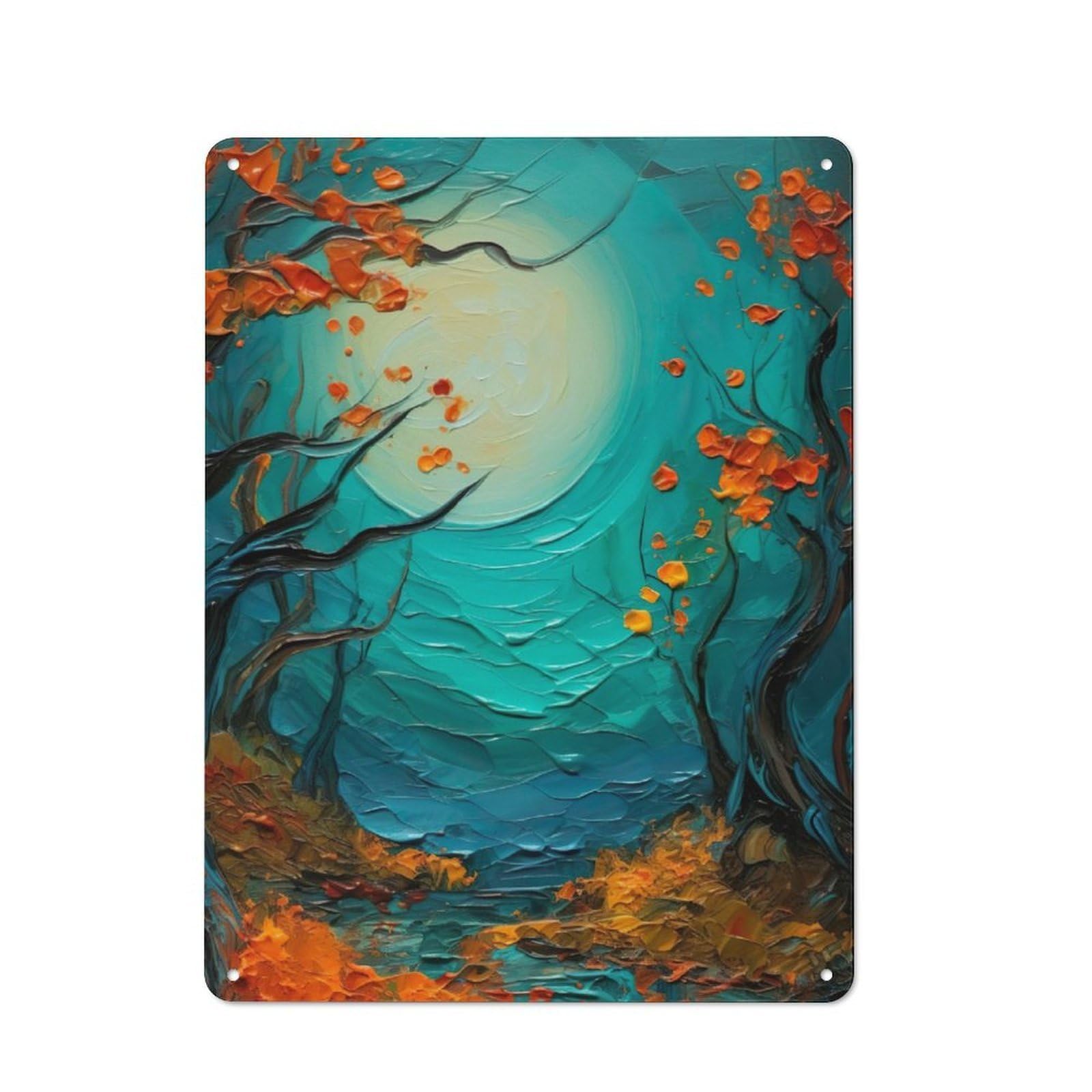 Junmoney Forest Woods Oil Painting Metal Sign 40X30cm With For Garage Wall, Vintage Decor, Tin Sign Wall Decor For Garages And Workshops