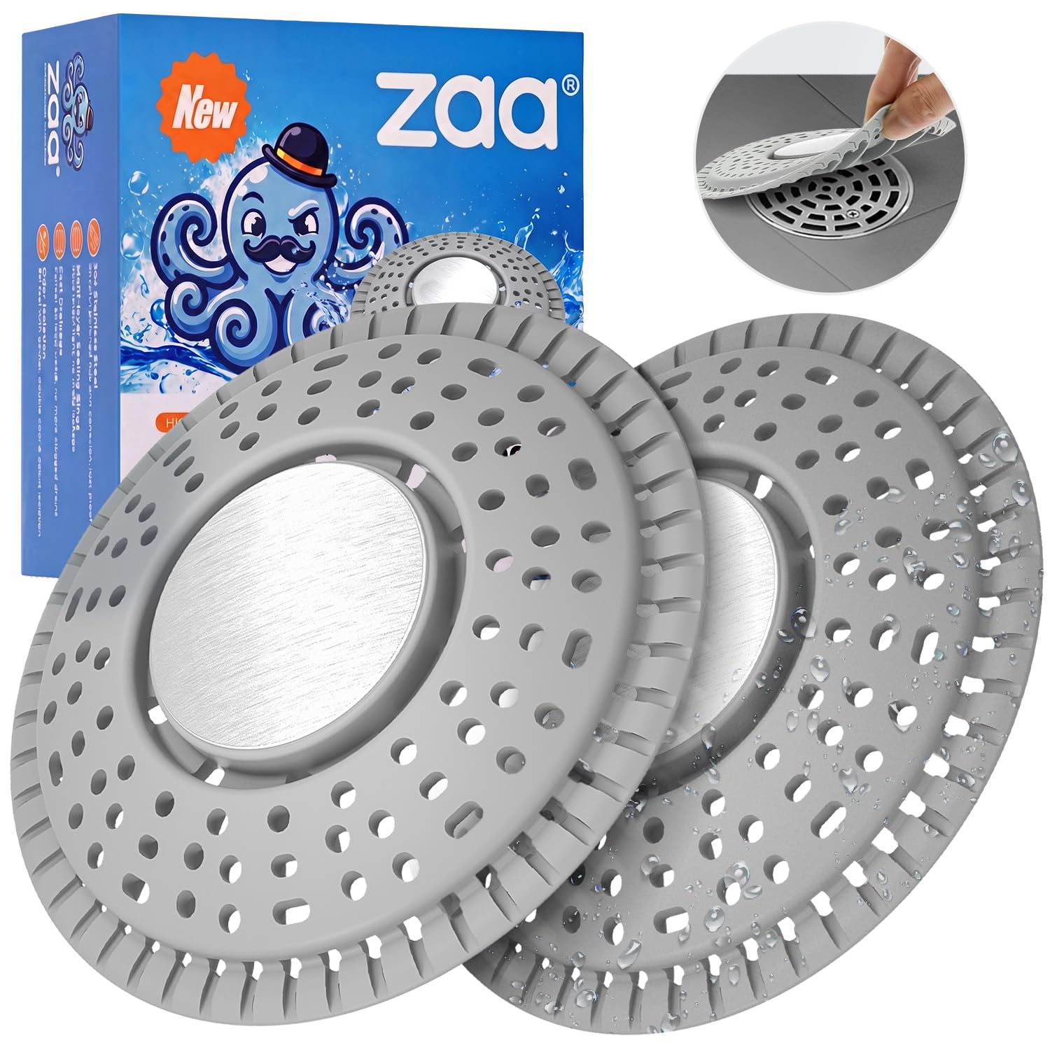 Zaa Shower Drain Hair Catcher Silicone Flat Floor Strainer Protector