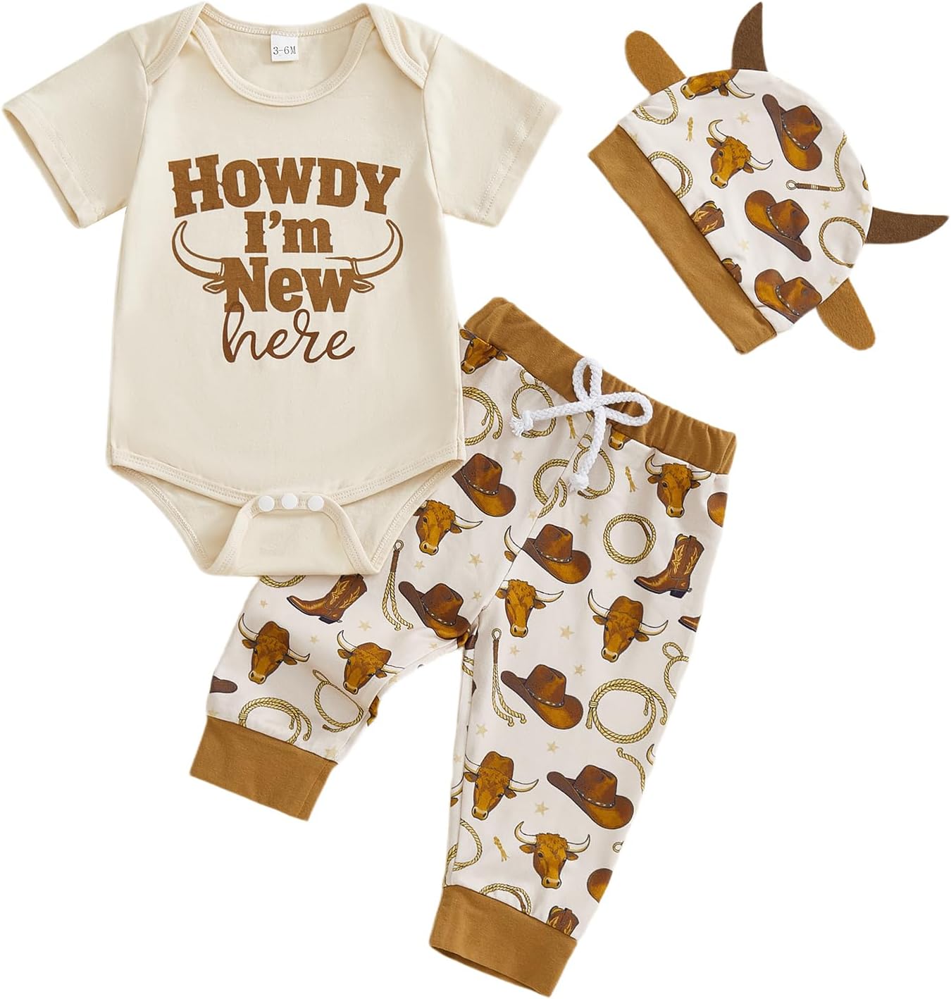 GOOCHEER Newborn Baby Boy Clothes Western Short Sleeve Romper Shirt Tops Pants Summer Spring Outfits Hat Set