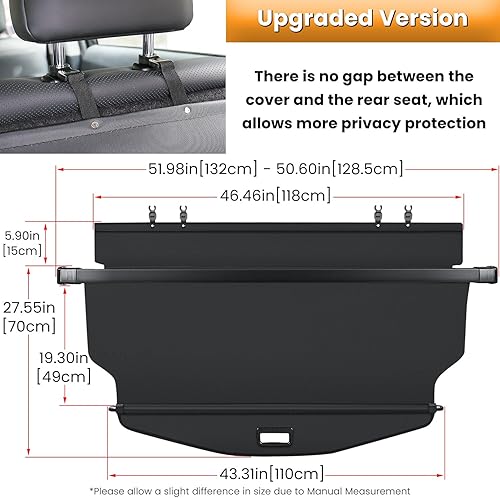 Miniatura 10 de Cubierta de carga para maletero para Chevy Chevrolet Equinox GMC Terrain 2018 2019 2020 2021 retráctil trasero maletero, equipaje de carga, cubierta