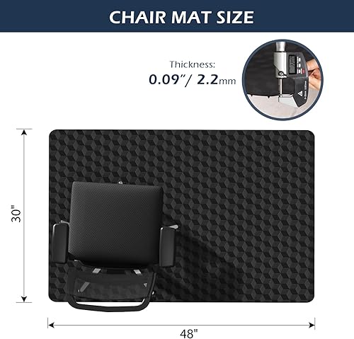 Miniatura 15 de SALLOUS Tapete para silla, 36 x 48 pulgadas, tapete resistente para silla para suelos alfombrados, protector de alfombra antideslizante con diseño