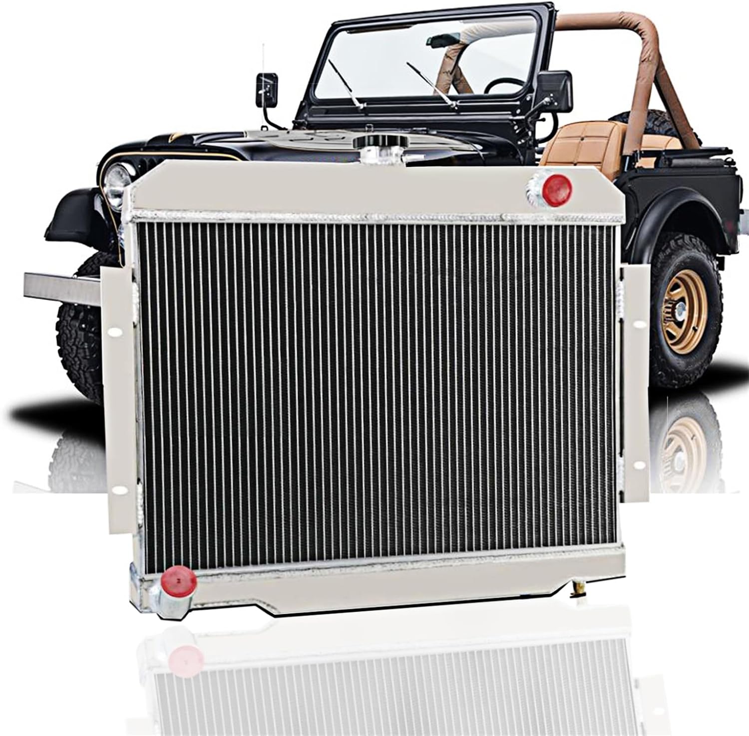 4 Row Aluminum Radiator for 1972-1986 Jeep CJ CJ5 CJ6 CJ7 3.8L 4.2L 5.0L 1973 1974 1975 1976 1977 1980 1983 1984 1985 radiators