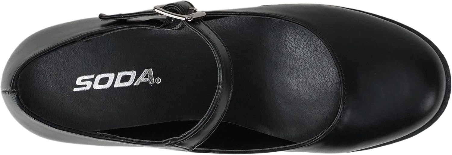 Soda “Boxer” ~ Women Mary Jane Round Toe Chunky Block Heel Lug Sole Pump with Adjustable Strap - Image 5