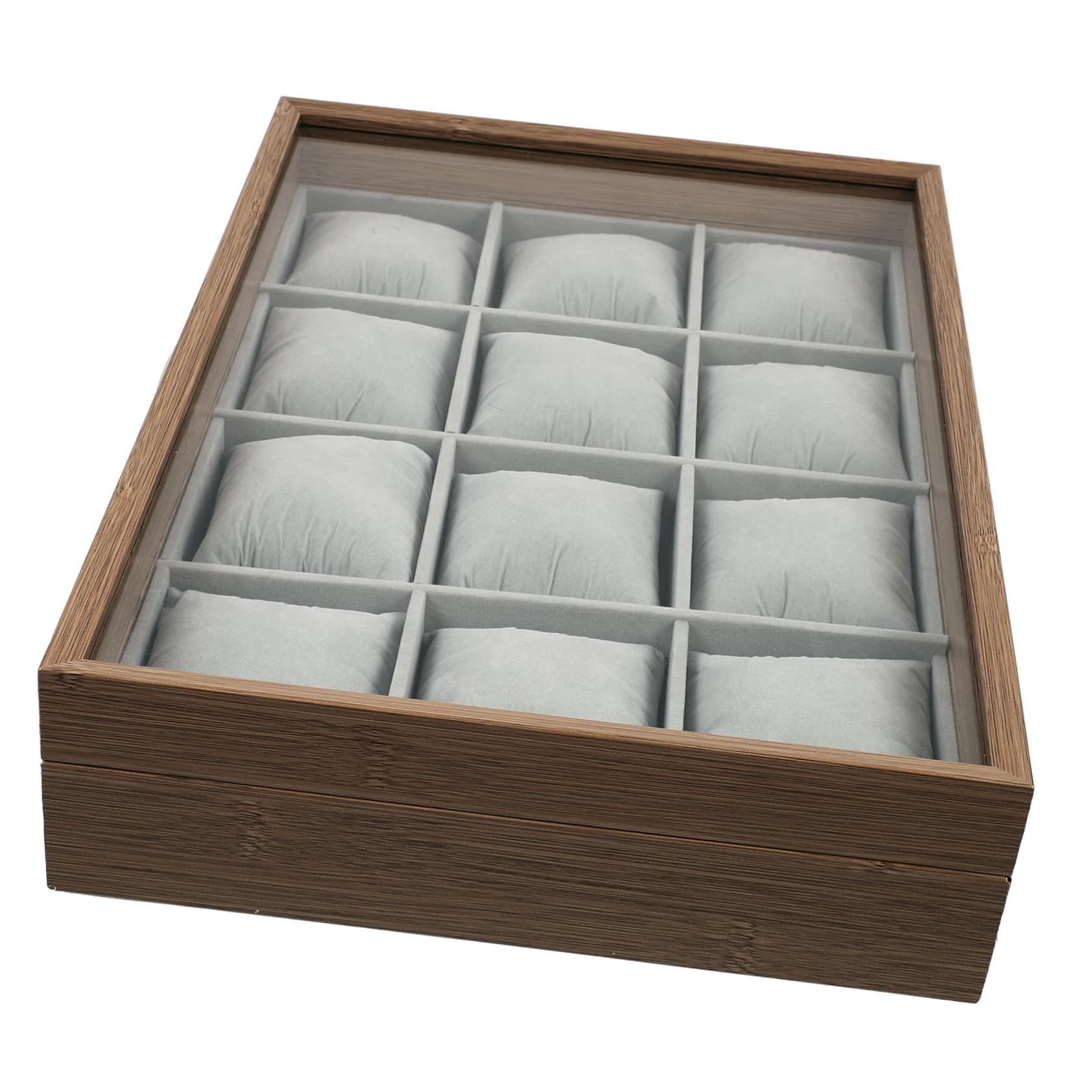 COLLBATH Scatola Porta Orologi in Legno con 12 Scomparti, Espositore | Cuscini Rimovibili Inclusi, Uso Personale e Decorazione Casa, per Anelli e Gemelli