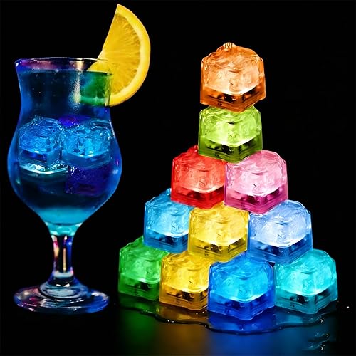 Nonley Paquete de 120 cubos de hielo iluminados para bebidas, cubos de hielo LED que cambian de color, IP67, impermeable, reutilizable, brillante,