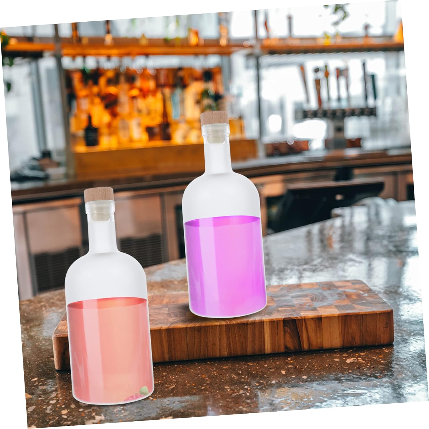 Zerodeko 2Pcs Frosted Glass Wine Bottles Airtight DIY Fruit Drink Bottles for Home Use for Parties and Beverages