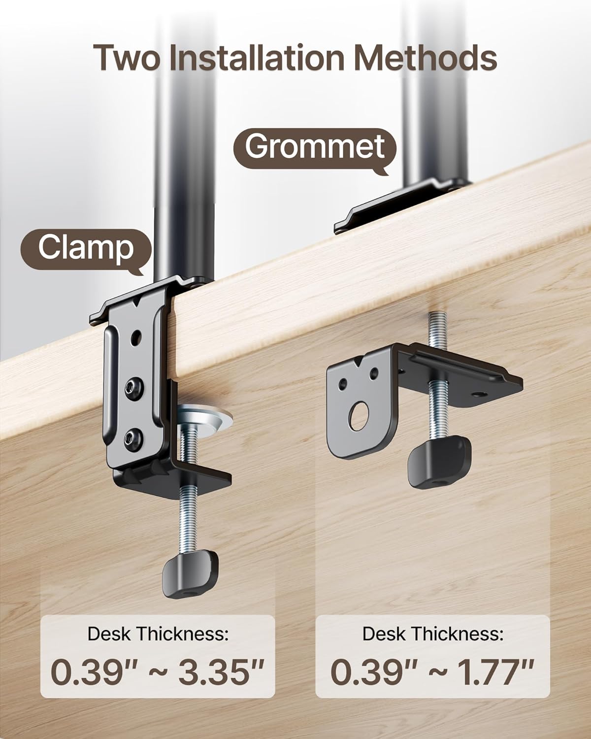 monTEK モニターマウントとノートパソコンスタンド デスク用 高さ調節可能なモニターアーム 最大32インチの画面と17インチのノ