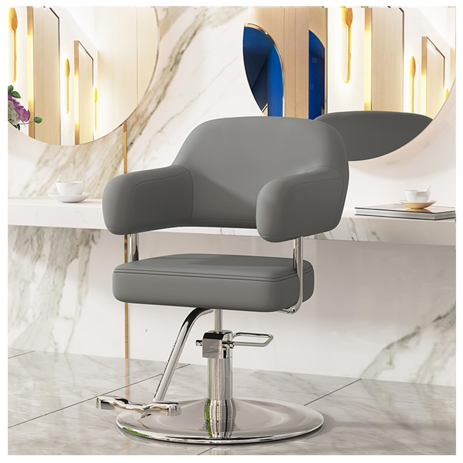 Sedia idraulica regolabile girevole a 360° per salone di bellezza spa e parrucchiere Design ergonomico Tappezzeria confortevole Attrezzatura professionale per lo styling dei capelli
