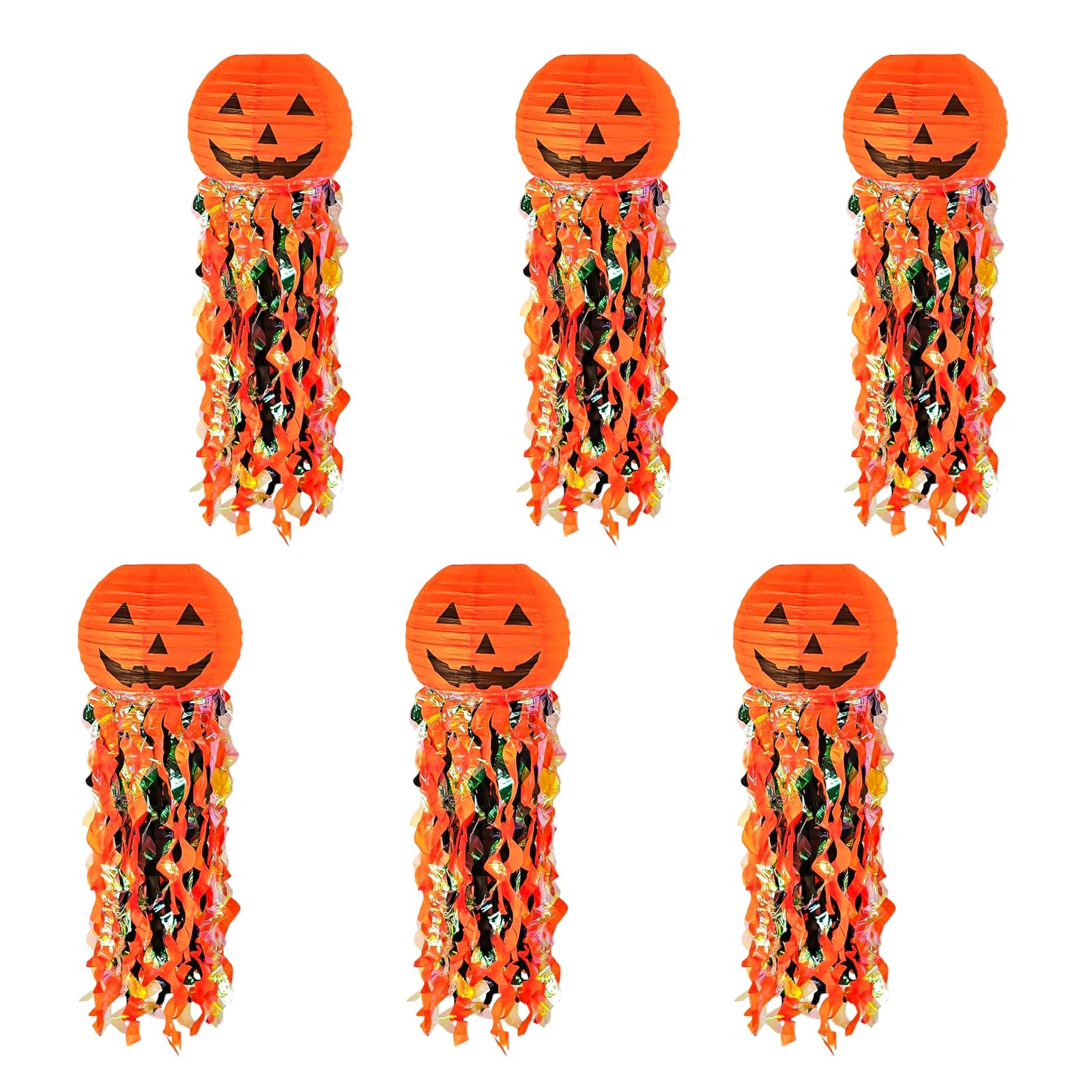 BELOWSYALER 6Pcs Pumpkin Jellyfish Themed Paper Hanging Ornament Halloween Decoration for Holiday Party Centerpieces Halloween Paper Torches
