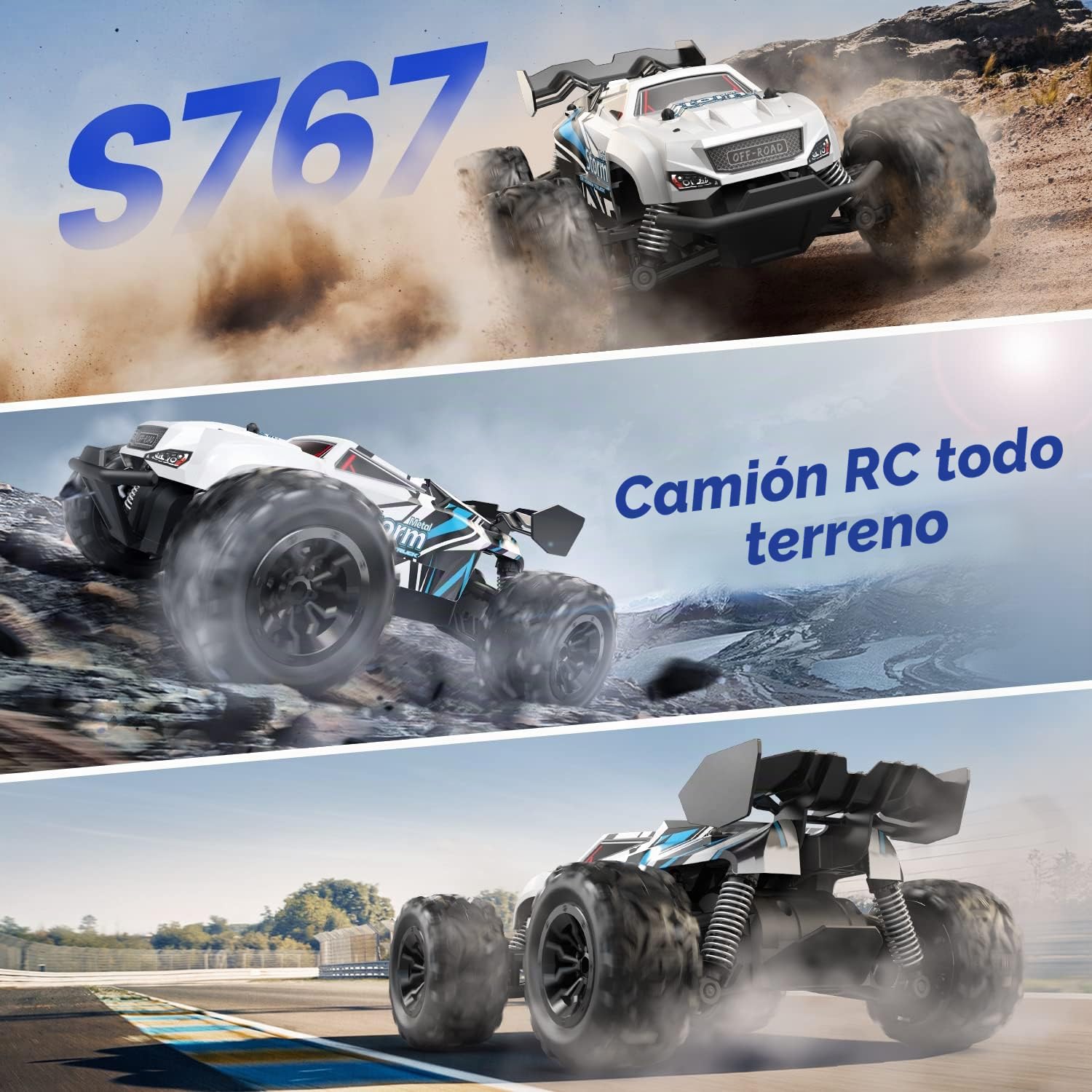 DEERC RC Car, Monster Truck de Control Remoto con 2 baterías para 40 Minutos de Tiempo de Juego, 2.4GHz Off-Road RTR Rock Crawler Juguete de Regalo para niños niñas niños Principiantes
