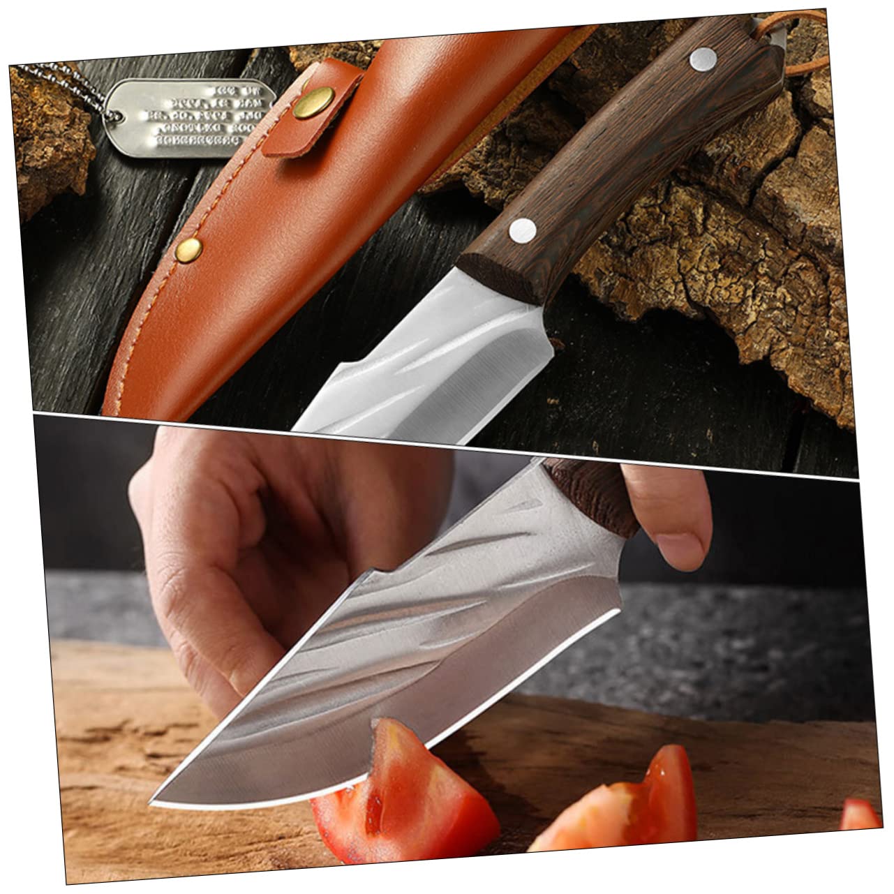 Unomor Stainless Steel Meat Cleaver Kitchen Tool Sheath Versatile Meat Cleaver for Camping Hiking