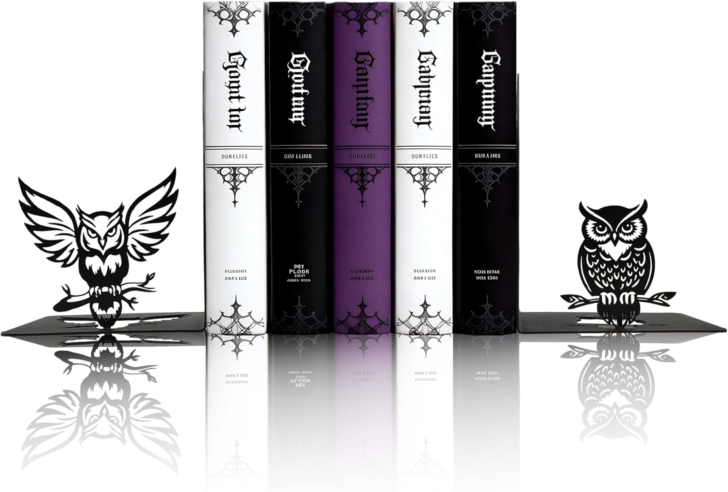 Matte Black Iron Gothic Decorative Bookends, Owl Book Ends for Shelves, Unique Bird Lover Owl Gifts for Women and Men, Metal Book Holders for Gothic Bookshelf, Witchy Room and Forest Decor