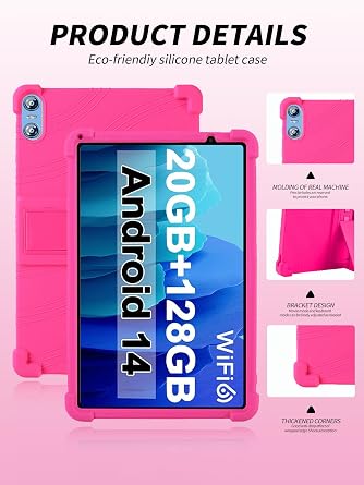 Protective cover for SKYEGG Tablet K13 10 inch, yystao Kids Skin-Friendly Soft Silicone Tablet Case compatible with SKYEGG K13, Adjustable Stand (Rose)