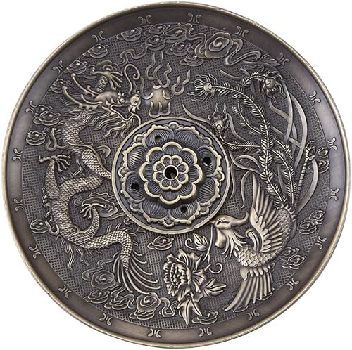 Miniatura 7 de Incienso, aleación de zinc, soporte de palo de incienso con patrón de dragón, placa de incienso con patrón chino para dormitorio, templo, oficina