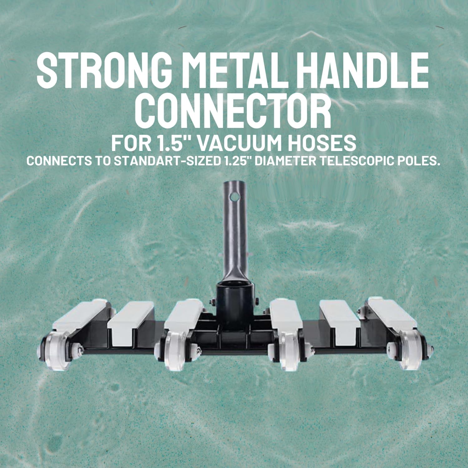 Pool Vacuum Head with Swivel Handle - Flexible Manual Pool Vacuum Head for Inground & Above Ground Pools with Metal Handle - Weighted Pool Vac Cleaner