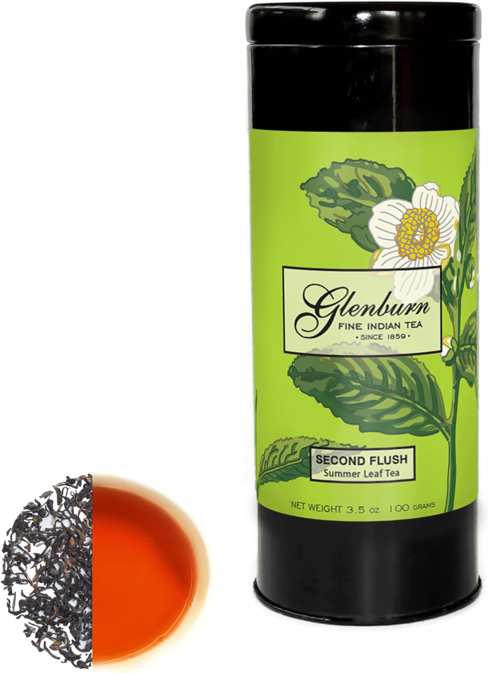 Glenburn Tea Direct Second Flush Darjeeling Orthodox Whole Leaf Black Tea - 100g Tin | Rich Muscatel Flavor, Premium Loose Leaf, Early Summer Harvest, Clonal Plants, Elegant Gift Tin Packaging