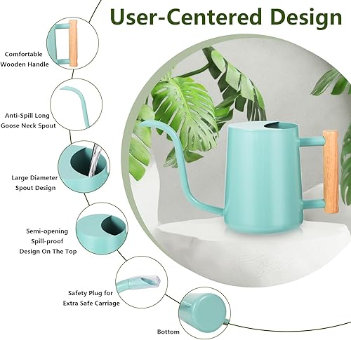 Miniatura 6 de Regadera para plantas de interior, regadera pequeña de 35 onzas, regadera de metal de acero inoxidable, moderna maceta decorativa con boquilla larga
