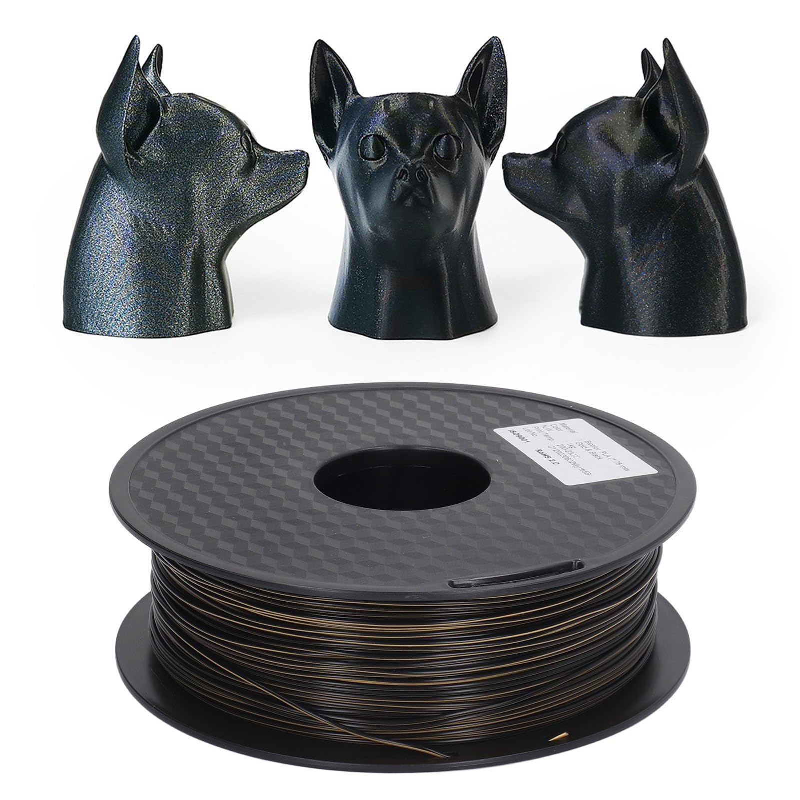 Filament do drukarek 3D Złoty Czarny Dwukolorowy wytłaczany PLA Materiały eksploatacyjne do druku jedwabiu Wysoki połysk Przyciągające wzrok kolory do projektów drukowania 3D