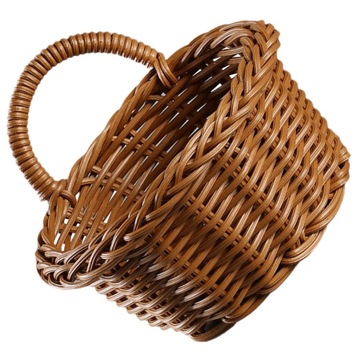 Kichvoe Hanging Wicker Onion Basket Decorative Wall Baskets Imitation Rattan Storage Kitchen Organizers