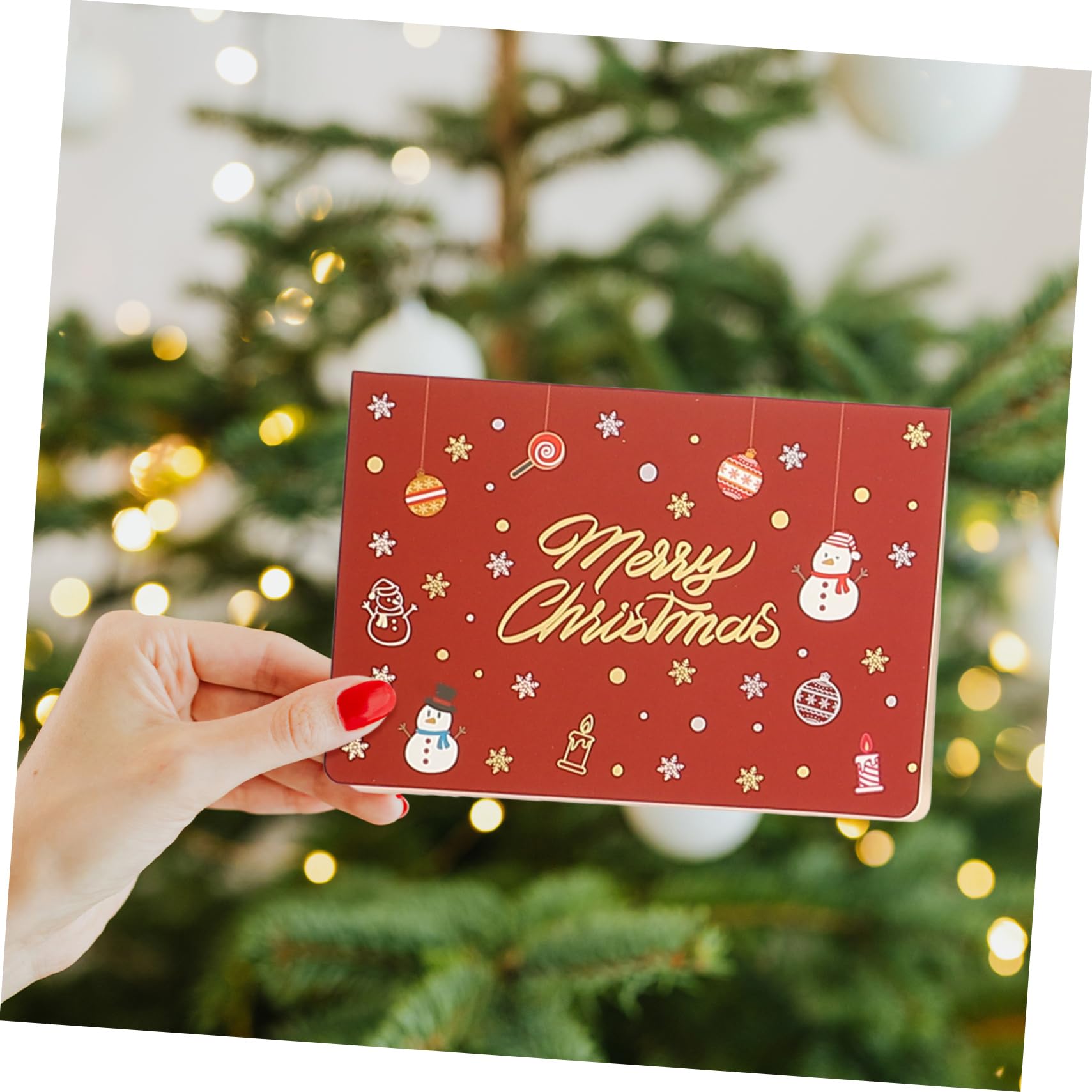 Lurrose 50sätze Teiliges Weihnachtskarten Mit Cartoon-design Geschenkkarten Für Feiertage Grußkarten Weiß Rot Blau Braun Und Orange Für Weihnachtsgrüße Und Dankeskarten