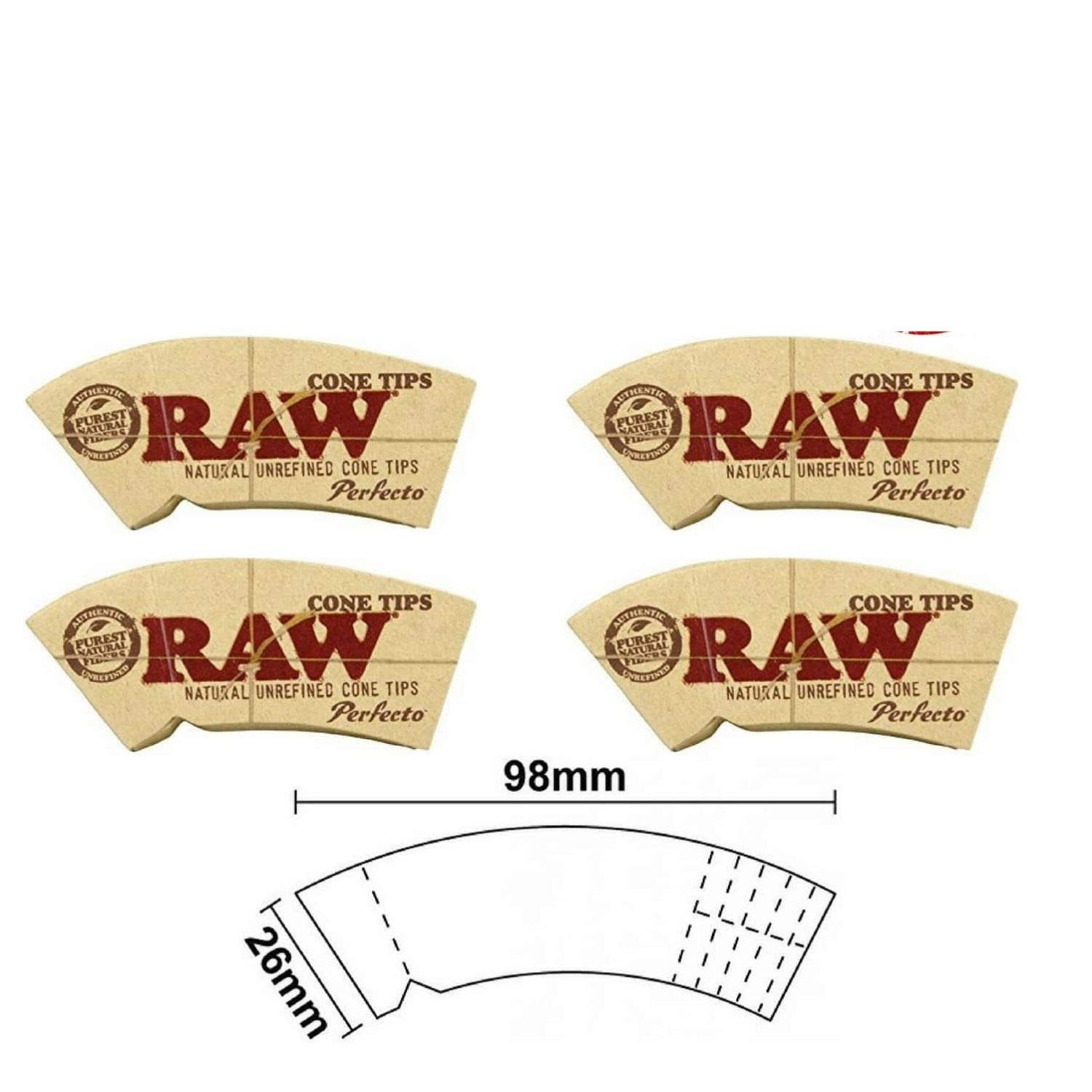 Pack of 4 RAW CONE PERFECTO ROLLING paper FILTER TIPS/ROACH