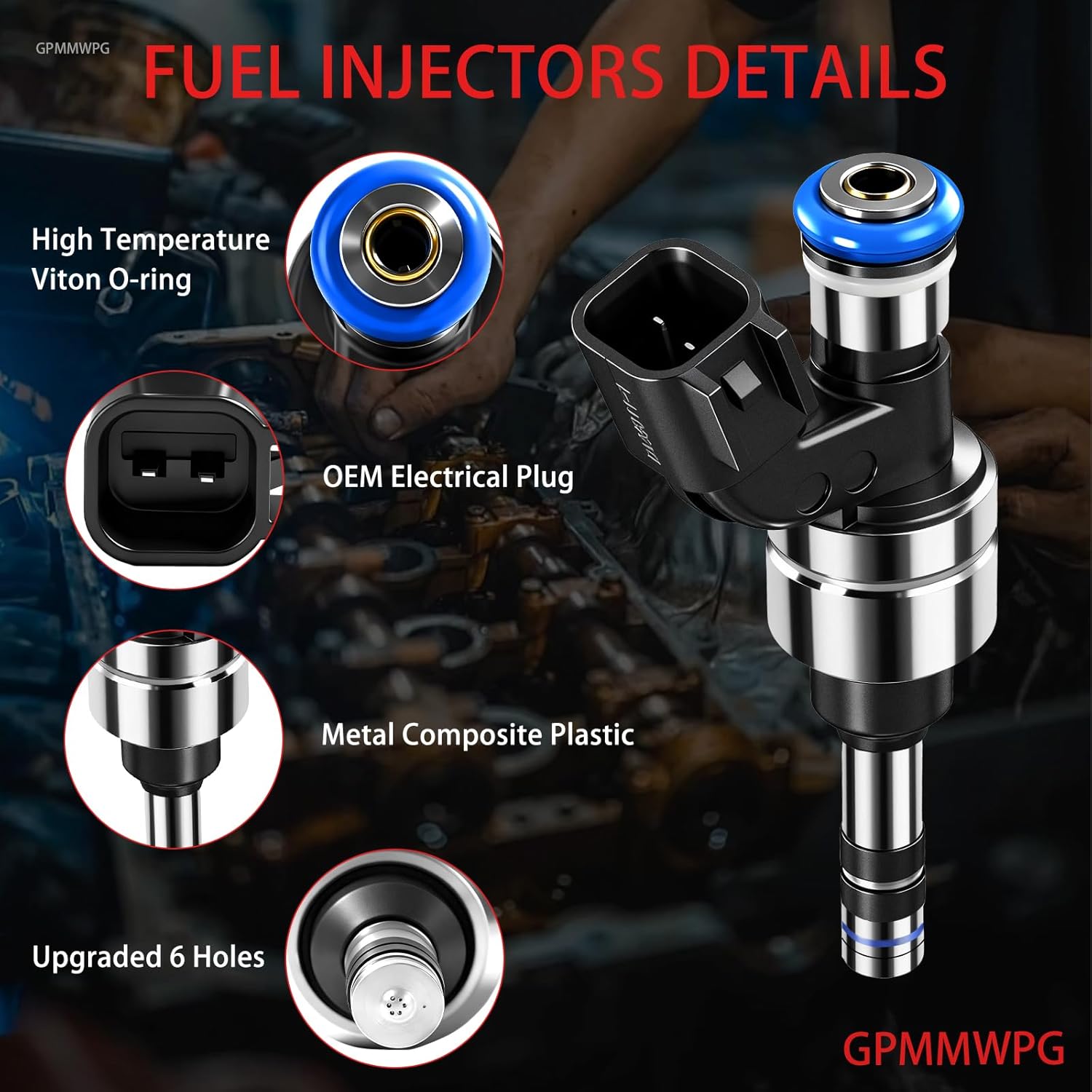 4Pcs Fuel Injectors 12633784 FJ1154 Injector 6 Holes Compatible with GMC Terrain 2011-2017 /Chevy Equinox 2011-2017 /Buick Verano Regal 2012 2013 2014 2015 2016 2017 2.4L L4 Set of 4