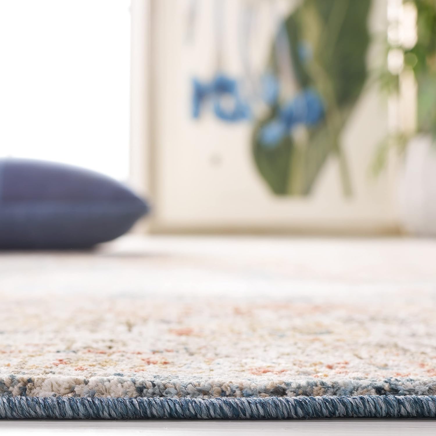 SAFAVIEH Silverado Collection Runner Rug - 2' x 8', Blue & Rust, Vintage Distressed Design, Non-Shedding & Easy Care, Ideal for High Traffic Areas in Living Room, Bedroom (SVD110M)