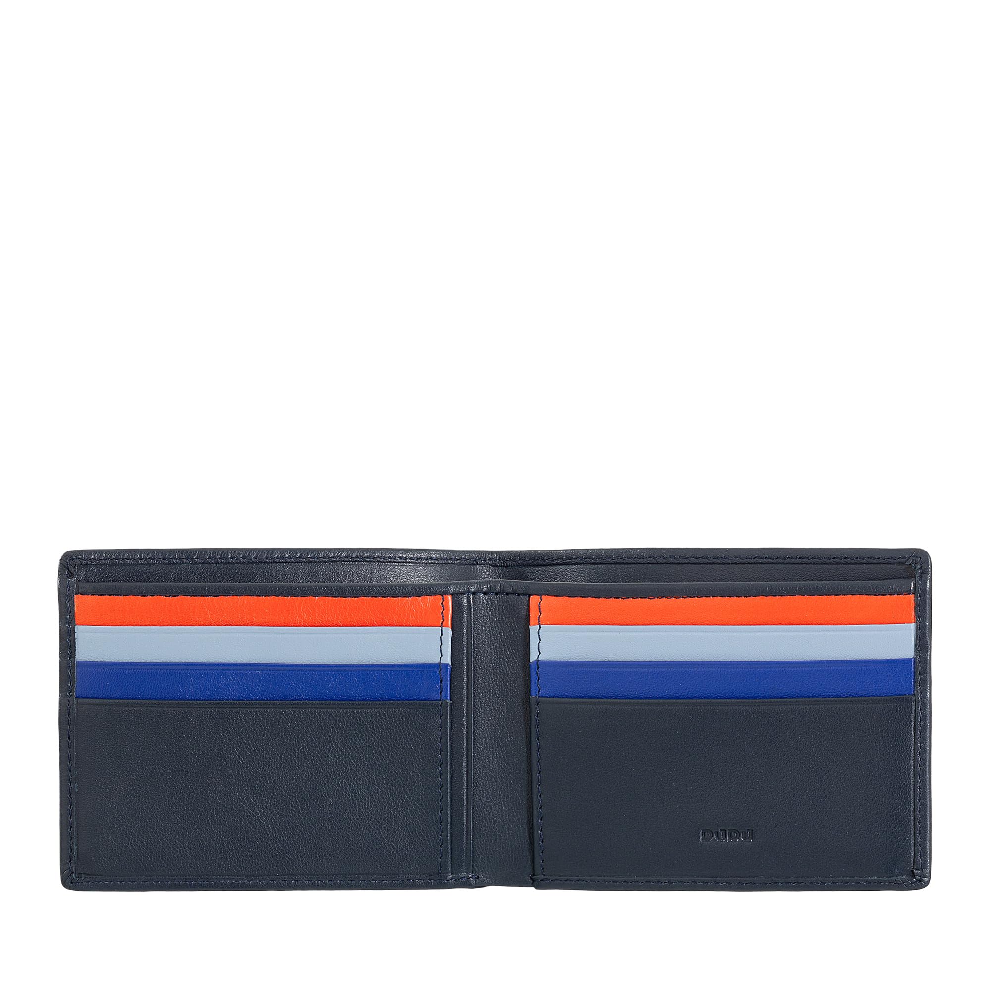 DUDU Portafoglio Uomo Blocco RFID in Pelle Schermato Piccolo da Tasca con slot Porta Carte di Credito Navy