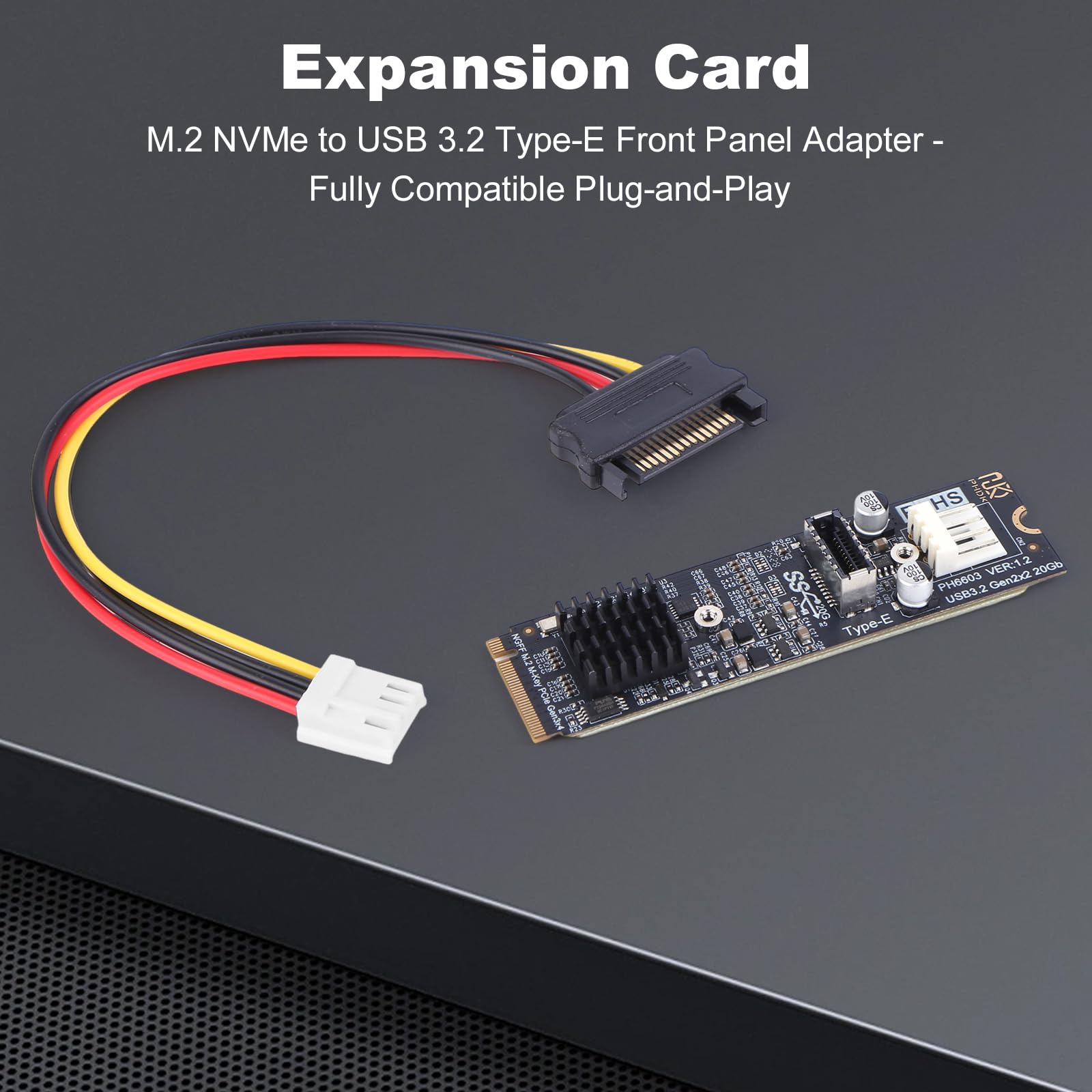5pcs M2 PCIE NVME To TYPE E Expansion Card Riser ASM3242 Chipset M2 M Key PCIe To USB3.2 Front Panel Expansion Card for Desktop PC