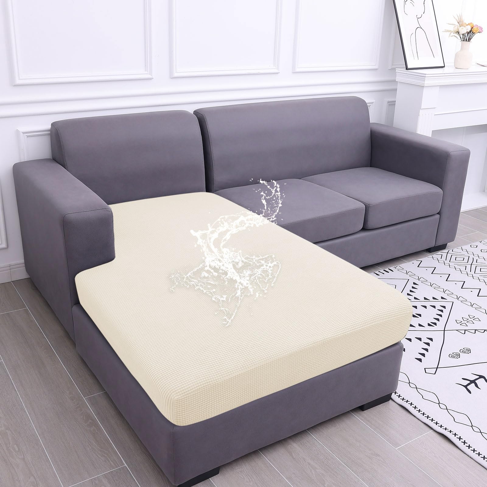 hyha Waterproof Sectional Couch Covers, Non Slip Sofa Cushion Covers