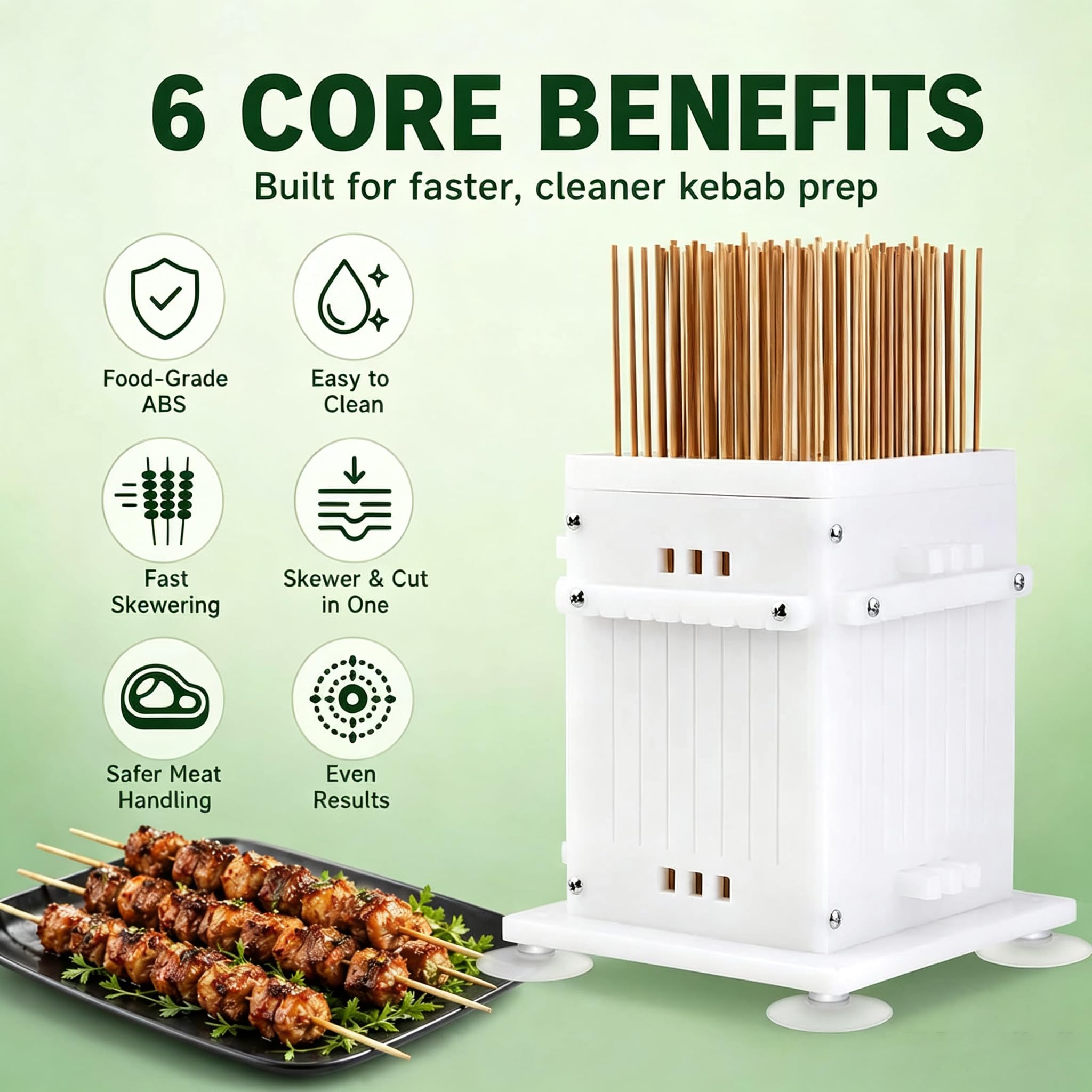 Caja Para Hacer Kebabs Con 64 Brochetas, Máquina Para Hacer Brochetas De Carne De Uso Rápido, Caja Para Hacer Kebabs, Herramienta Para Ensartar Rápidamente, Máquina Reutilizable Para Hacer