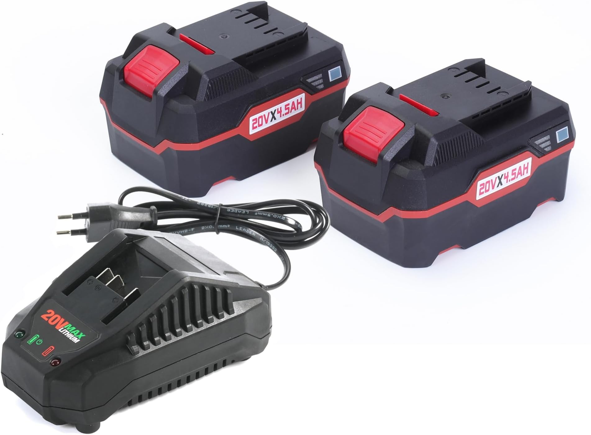 TwoPacks 20V 4.5Ah Replacement Li-Ion Battery And One 2.4A Fast Charger Compatible With Parkside 20V Cordless Tools Accessories Battery Pack