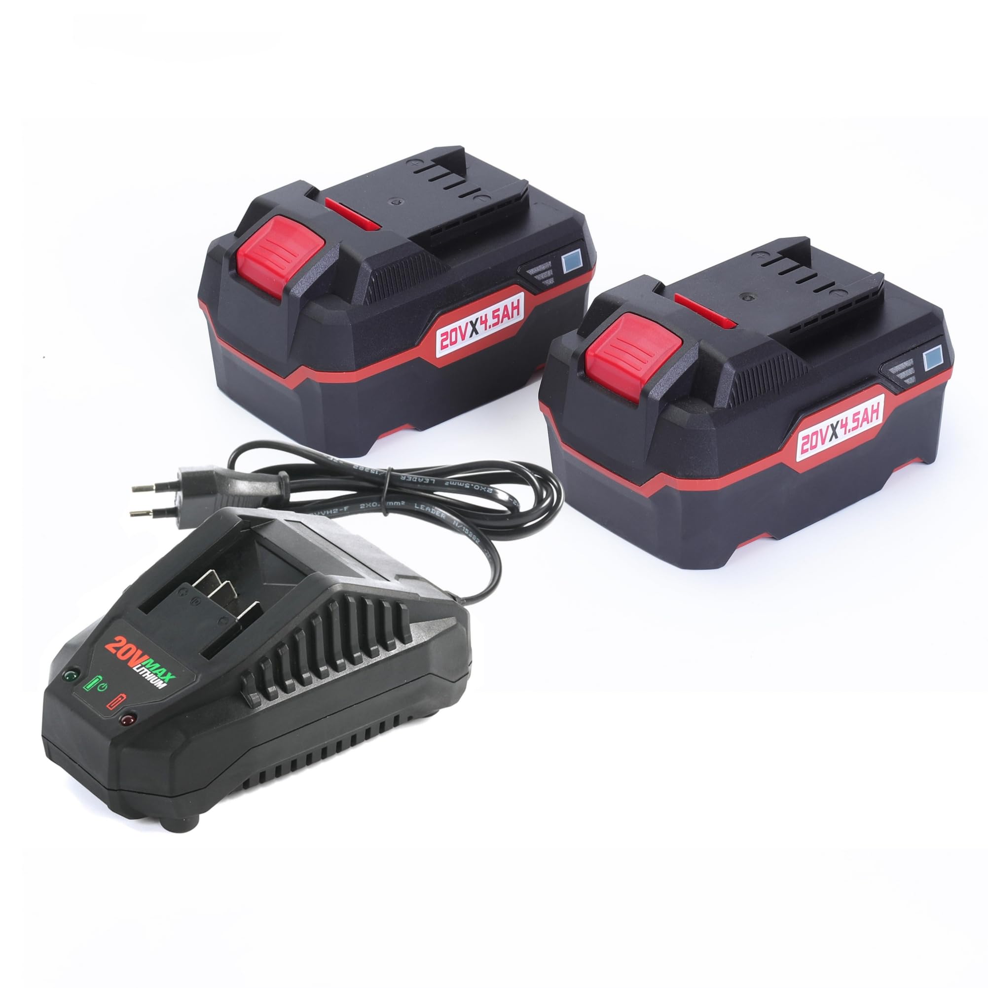 2X 20V 4.3Ah Remplacement Li-ION Batterie 1x 21V 2.4Amp Chargeur Rapide Compatible avec Parkside 20V Li-ION Outil
