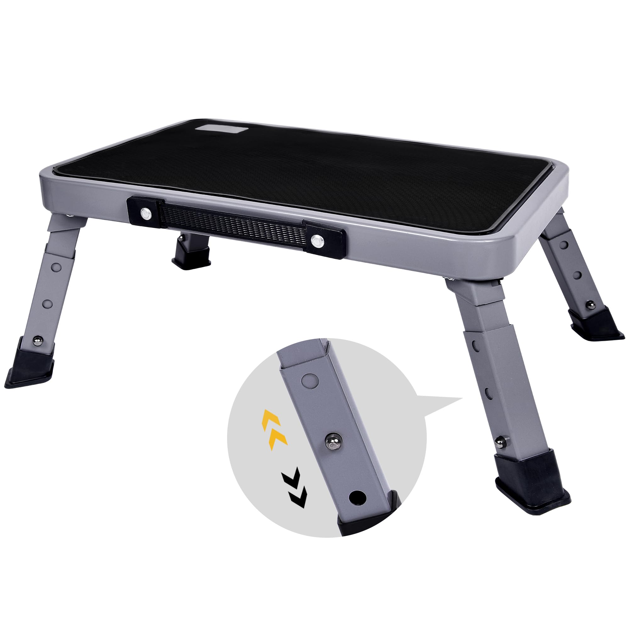 Photo 1 of 3 Levels Adjustable Folding Step Stool,Foldable RV Step Stool,Safer Metal Stepping Stool for Adults and Seniors,Sturdy and Stable,350 Ibs Capacity,for Bedroom,Kitchen,Office,SUV and More Use