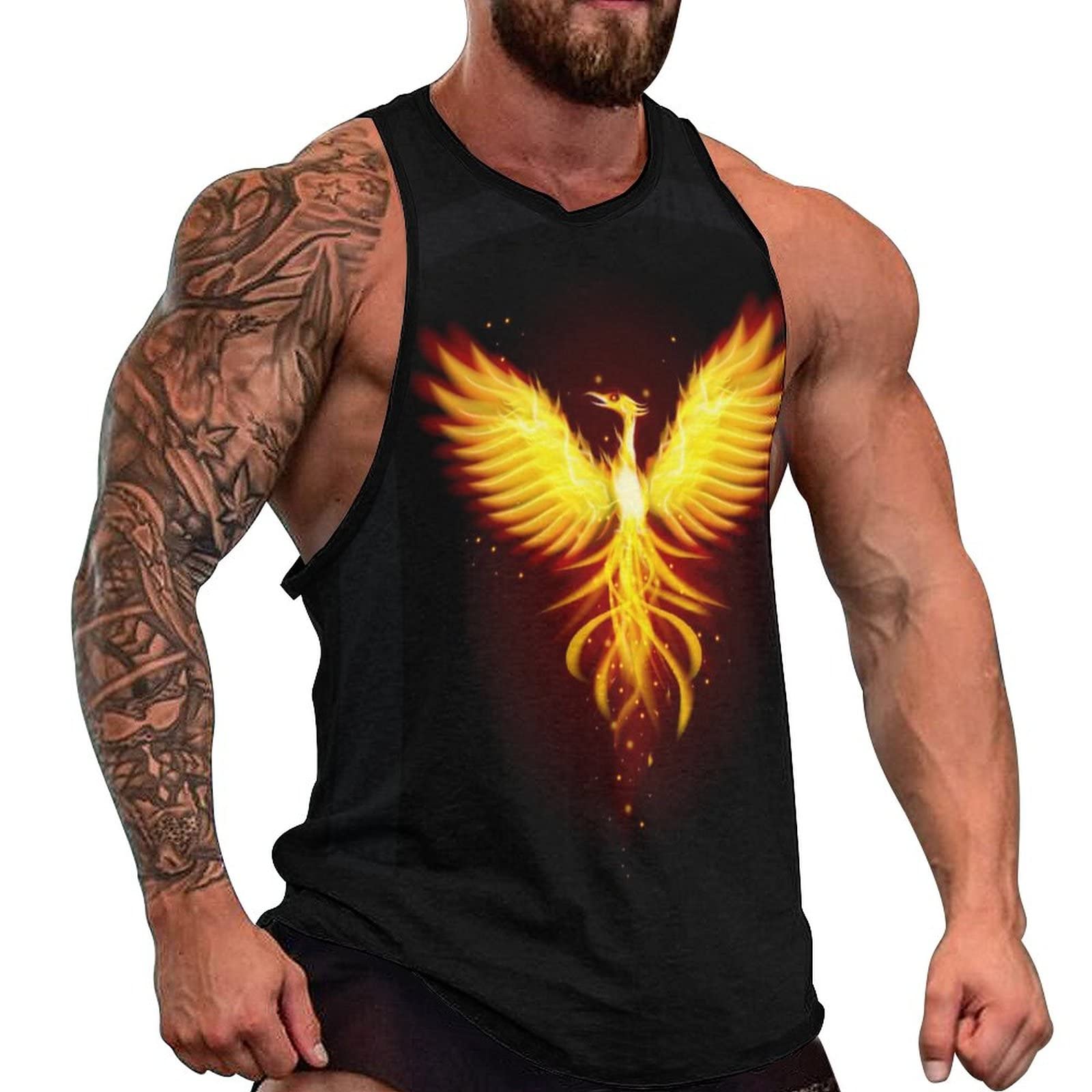 Camiseta sin mangas hombre gimnasio Phoenix Bird culturismo 5XL 8