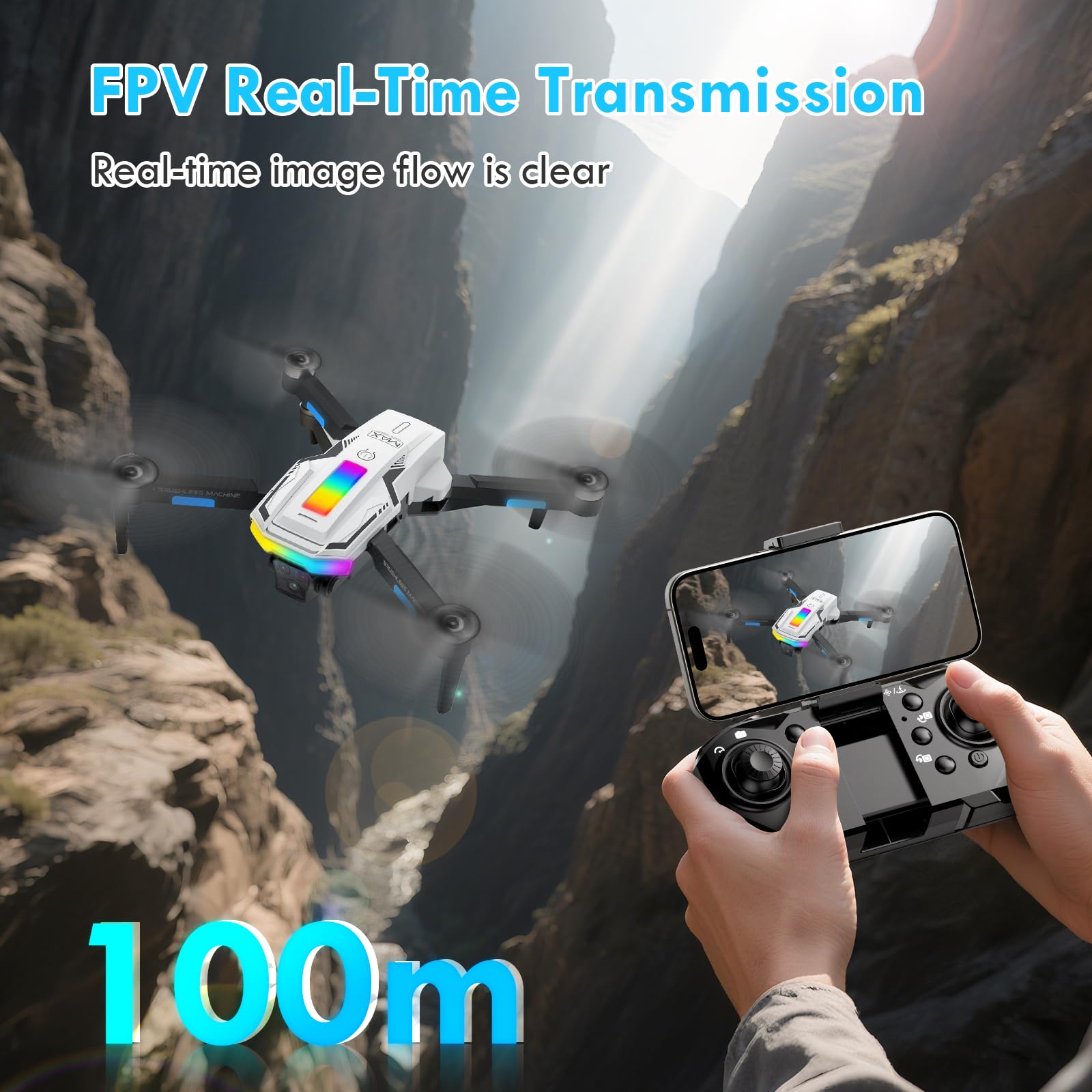 Drohne mit Kamera 4k, Bürstenloser Motor, Faltbare Drohne, 360°Flip, Headless Mode, WiFi, Flugbahnflug, One Key Start/Landen, Spielzeug und Geschenke für Jungen Anfänger, 2 Batterien (Weiß)
