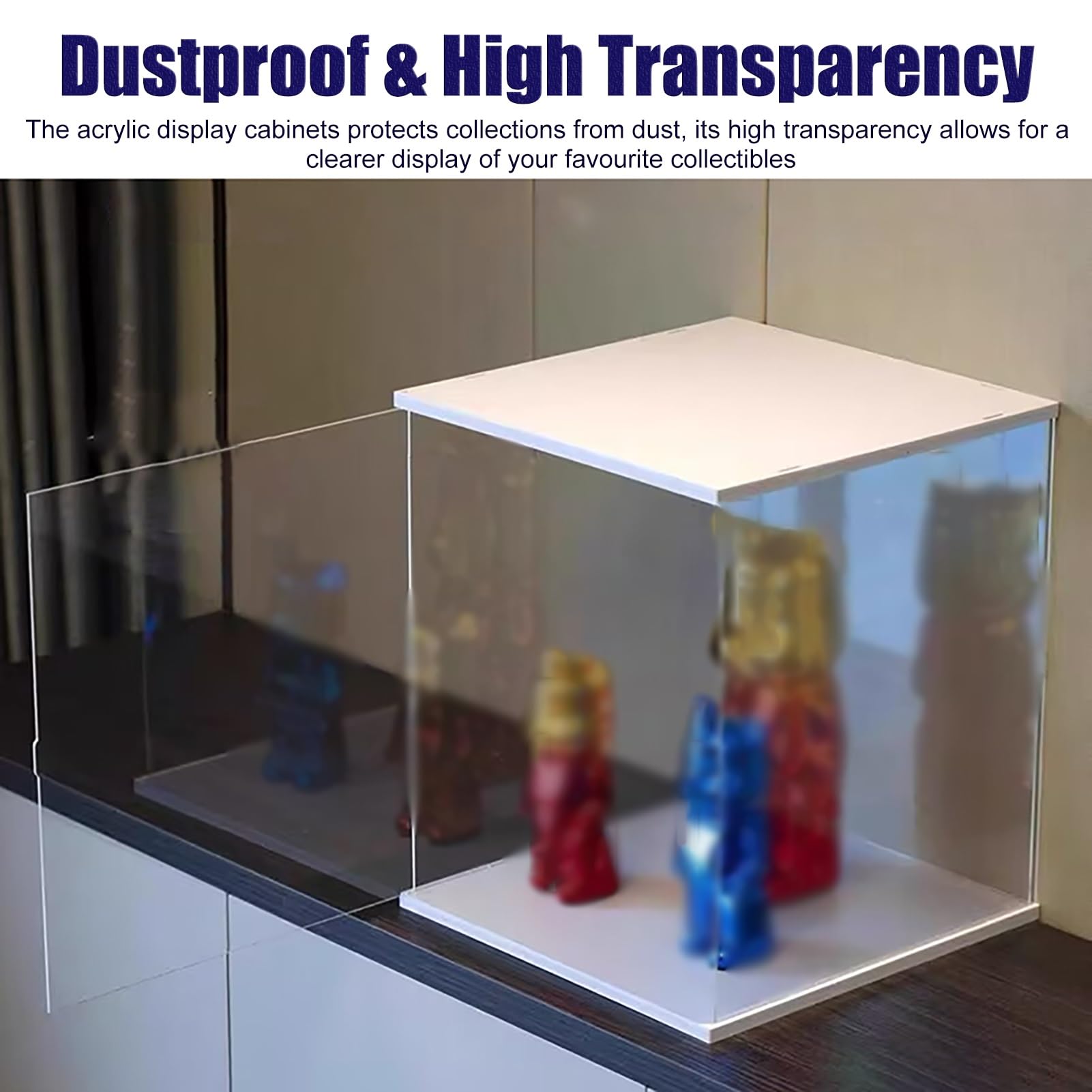 Urna Metacrilato Vitrinas Grandes de Acrílico Transparente, Vitrina de Plástico Rígido con Tapa y Base, Cubierta Antipolvo Autoensamblable para Maquetas/Coleccionables(L15xW30xH20cm/6x12x8)
