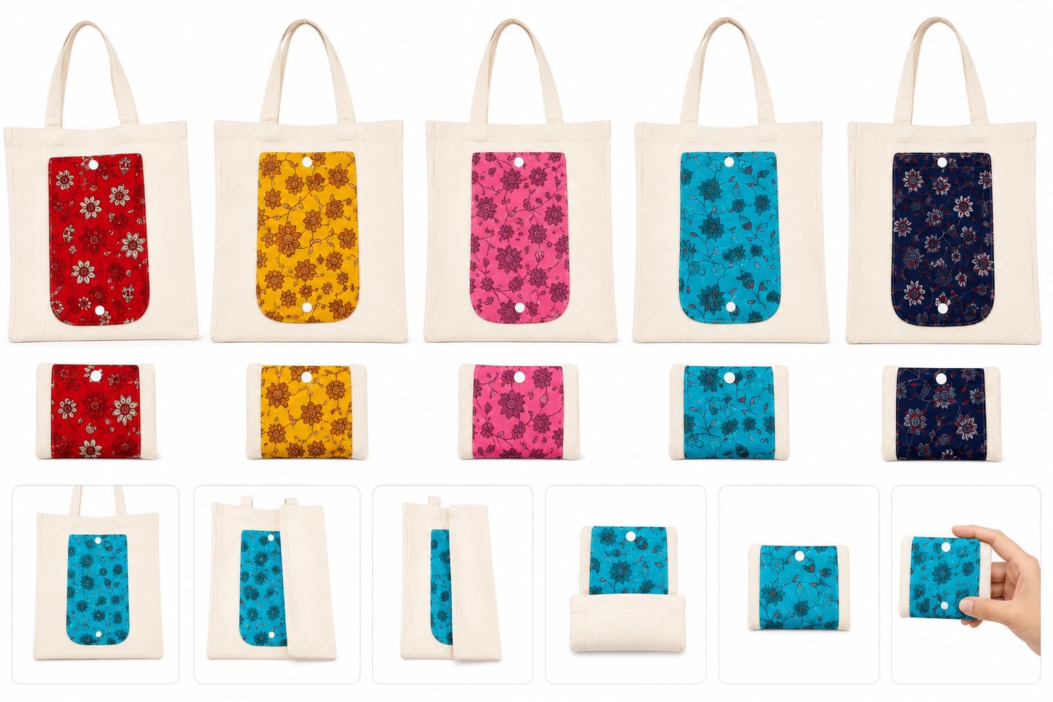 Foldable Printed Canvas Tote Bag with Front Pocket for Women-picture-40