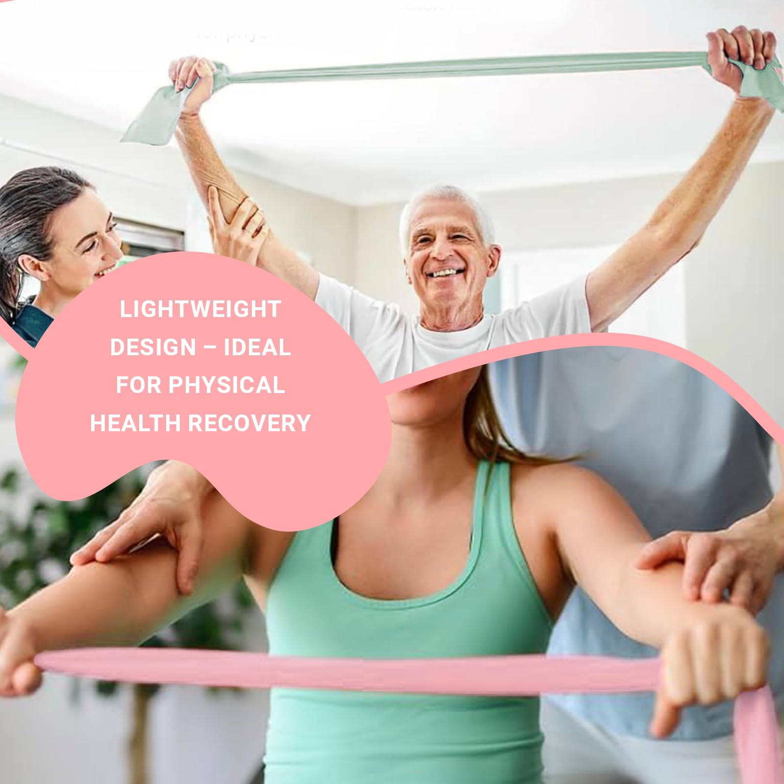 Set di 3 Bande Elastiche Fitness - Elastici fitness 1500~2000 x 150 x 0.35mm - 3 Livelli di Resistenza - Materiale TPE - Per Allenamento Muscolare, Yoga, Pilates (Rosa, Verde, Grigio)