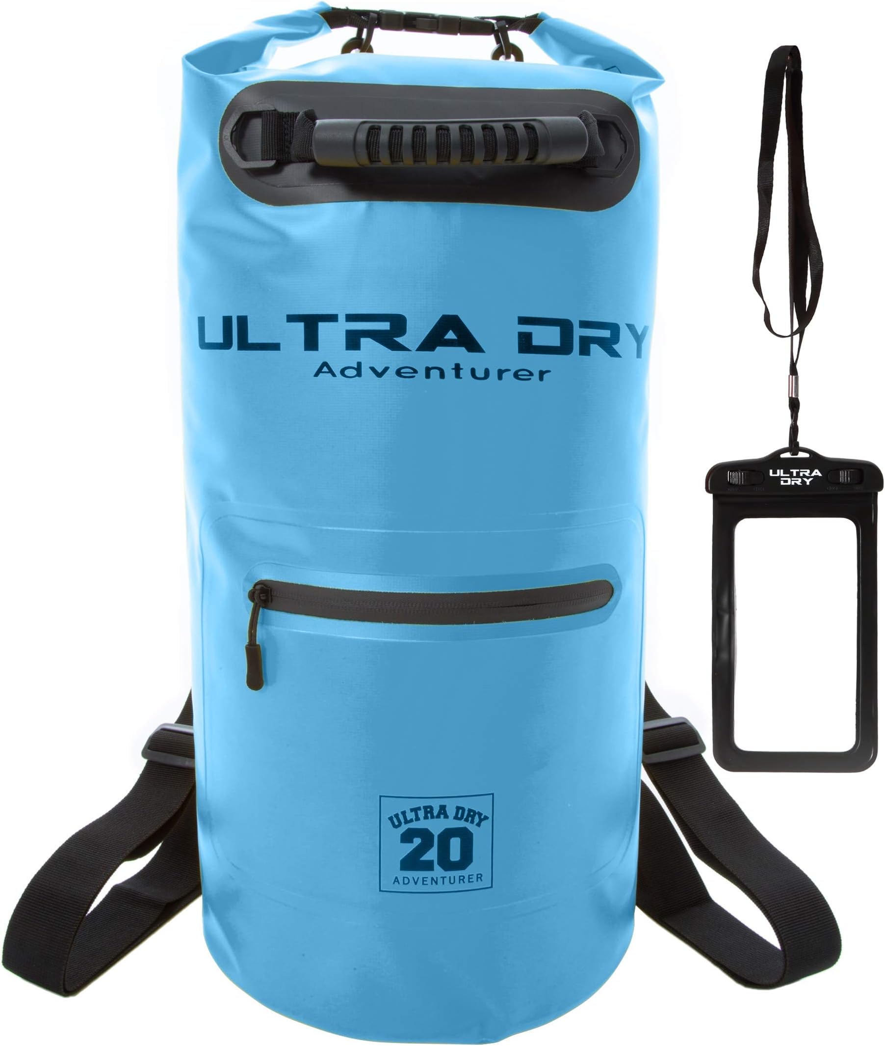 Ultra Dry Premium Waterproof Bag, Sack with phone dry bag, Front Zip Pocket & long adjustable Shoulder Strap Included, Perfect for Kayaking/Boating/Canoeing/Camping/Rafting/Swimming/Fishing