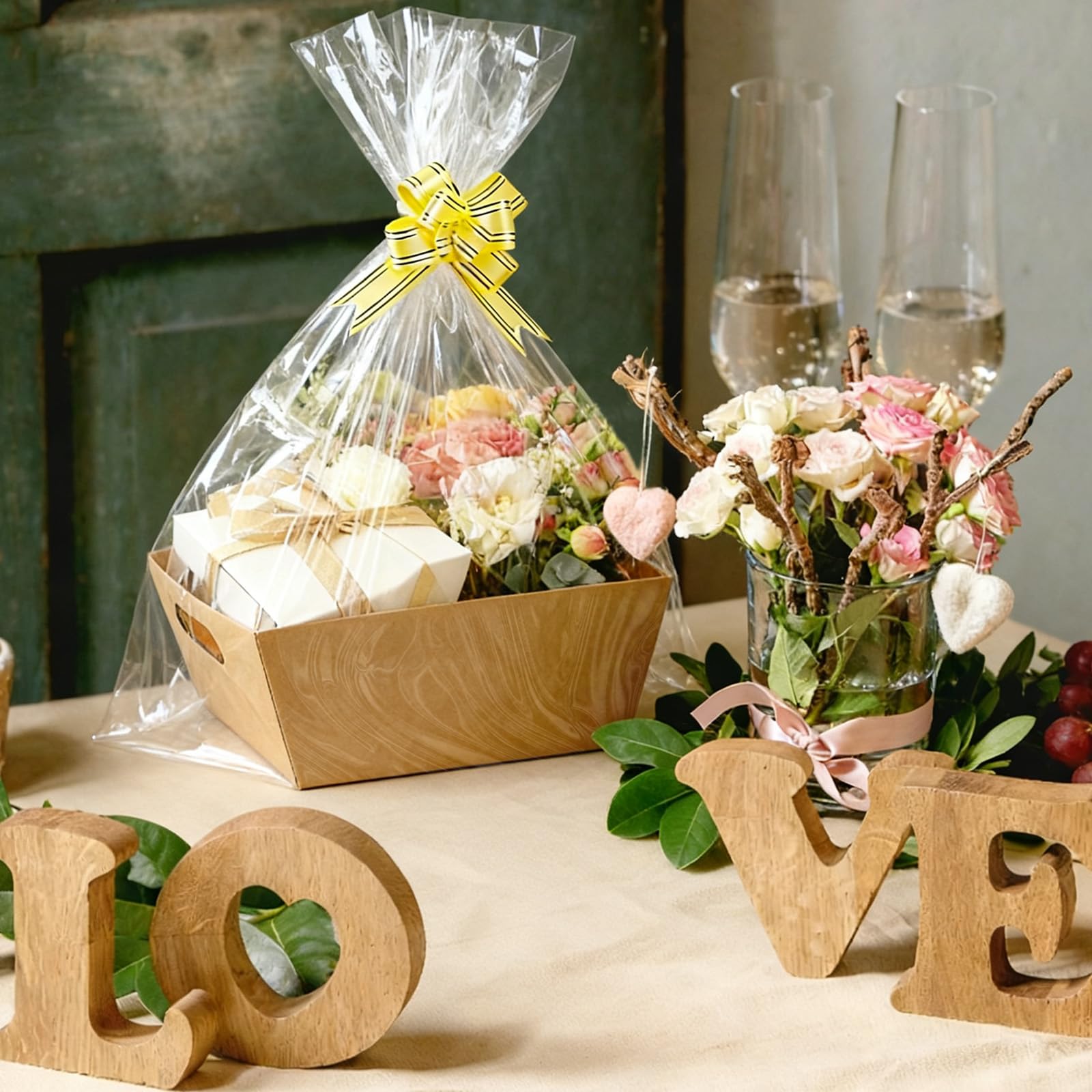 Set di 8 cesti regalo vuoti, in carta kraft spessa, con 10 fiocchi, 10 sacchetti regalo, grandi scatole regalo da riempire per Natale, San Valentino, compleanno, Ringraziamento, matrimonio