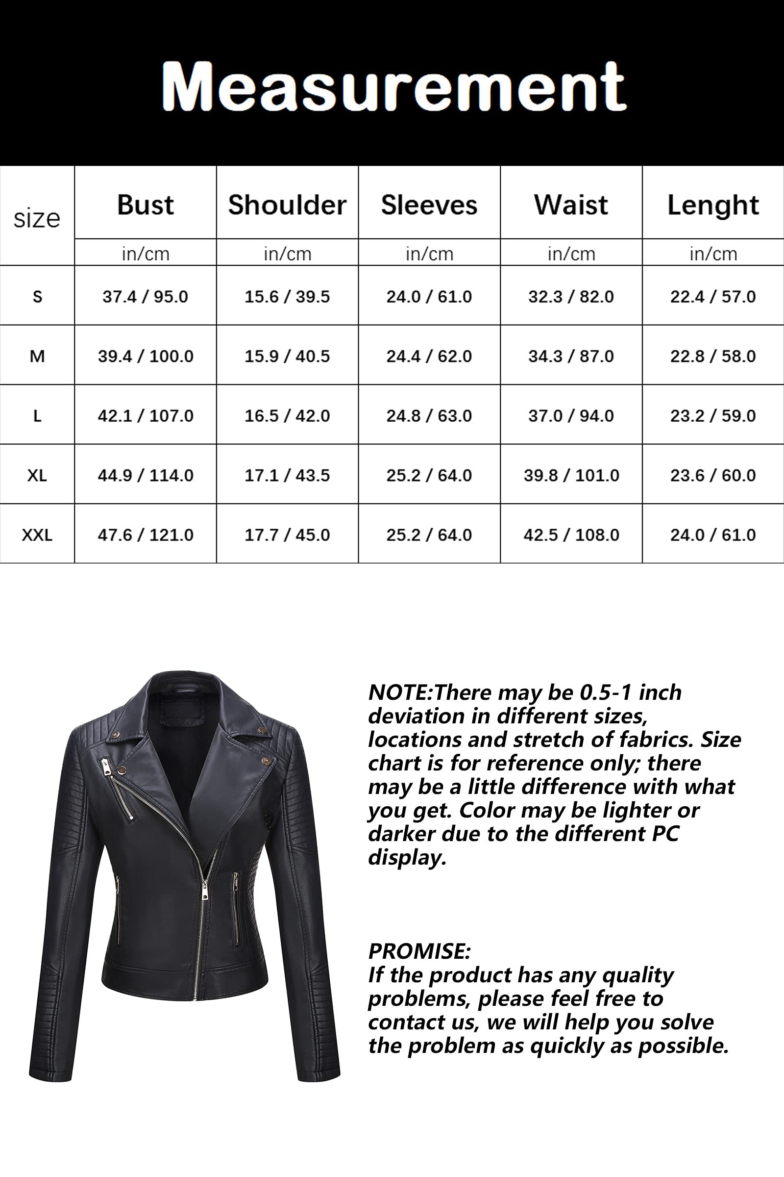 Giolshon Giacca da Donna in Similpelle da Motocicletta Primaverile e Autunnale Giacca Casual Corta