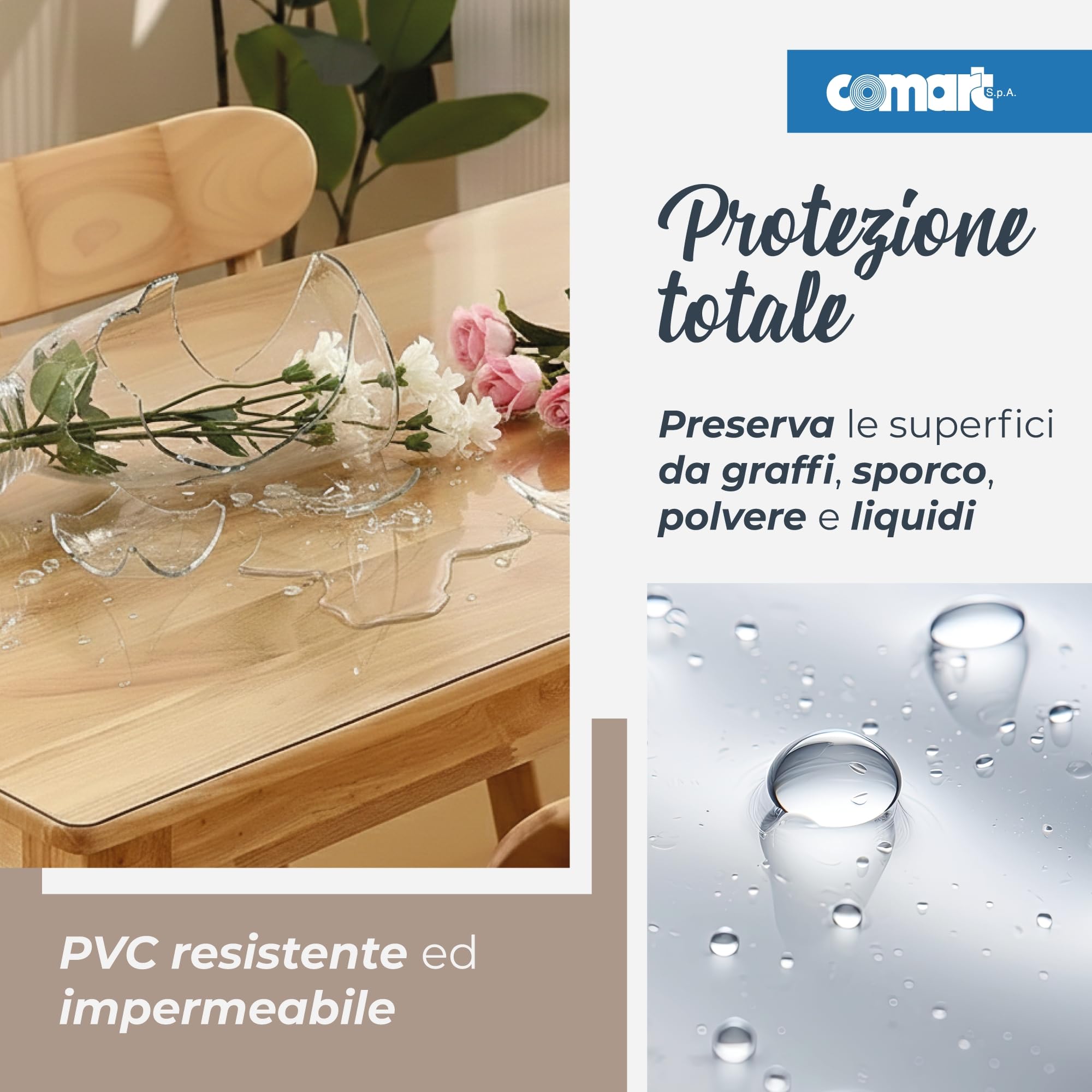 Comart - Protector Mesa Glass - PVC Transparente - 100x220-1,2 mm
